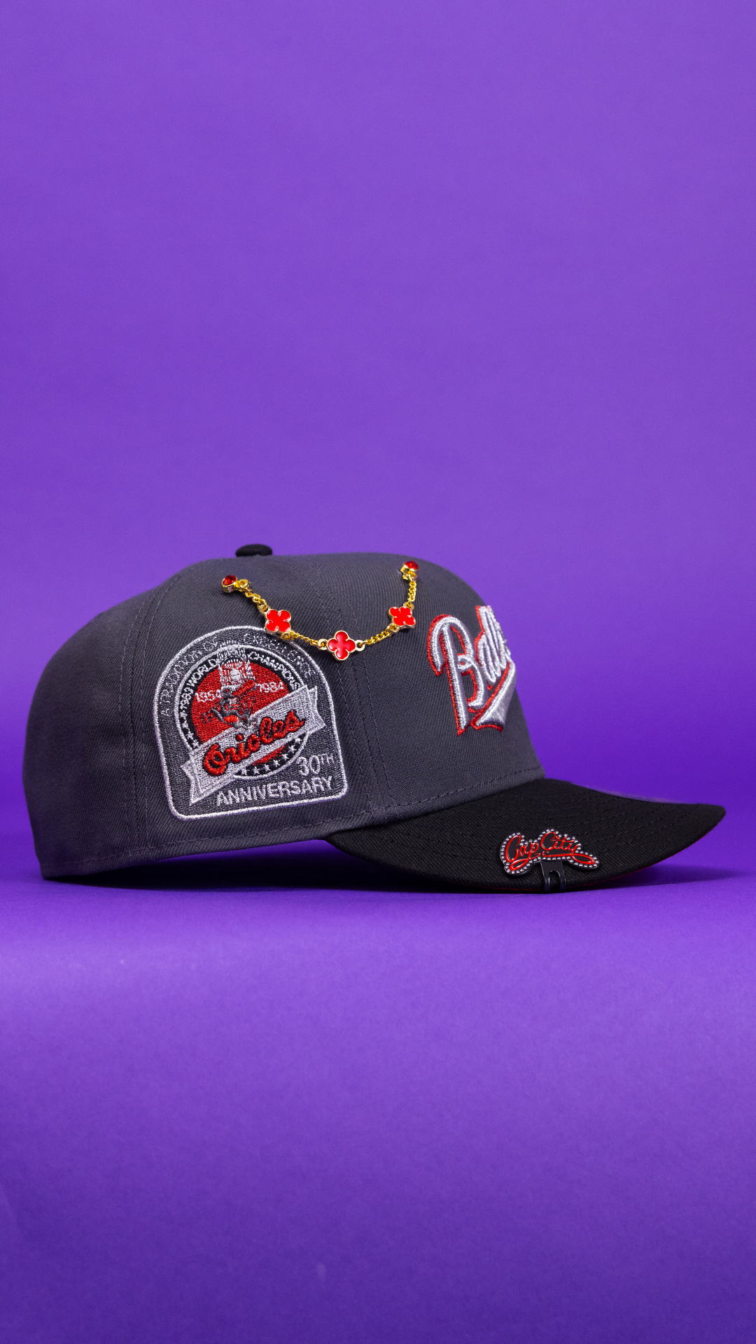 New Era Exclusive 59Fifty Grey/Black Baltimore Orioles W/ 30th Anniversary Side Patch