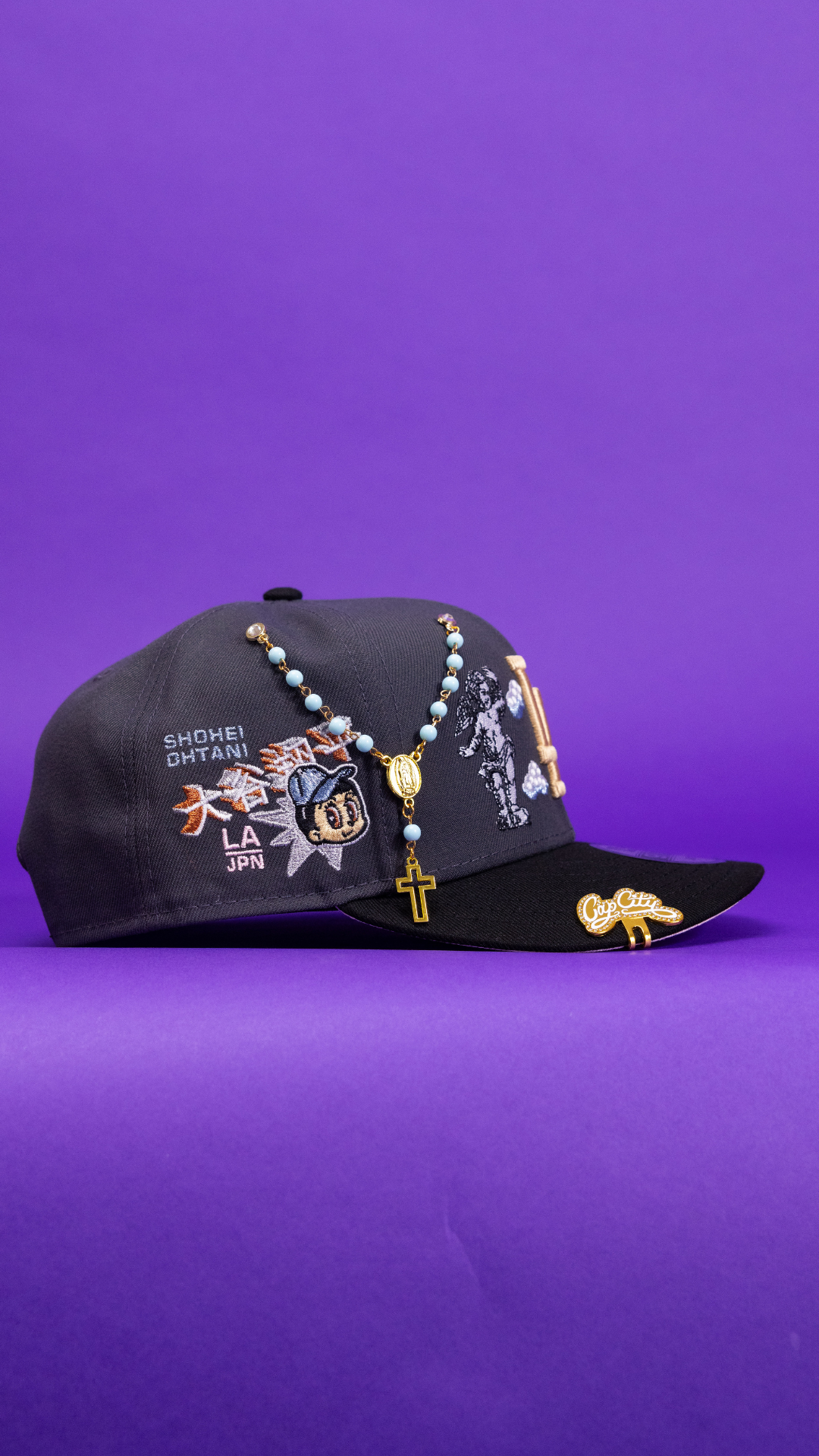 New Era Exclusive 9Fifty Grey/Black Los Angeles Dodgers Snapback W/ Heavenly City + LA Shohei Ohtani Side Patch