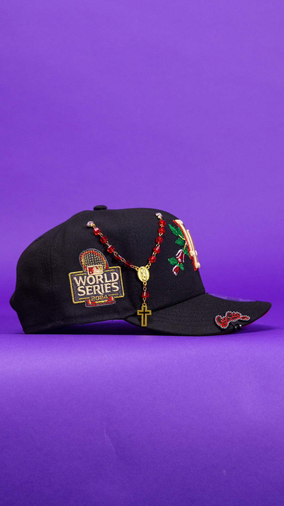 New Era Exclusive 9Fifty Black Los Angeles Dodgers Snapback W/ Rose + World Series Side Patch