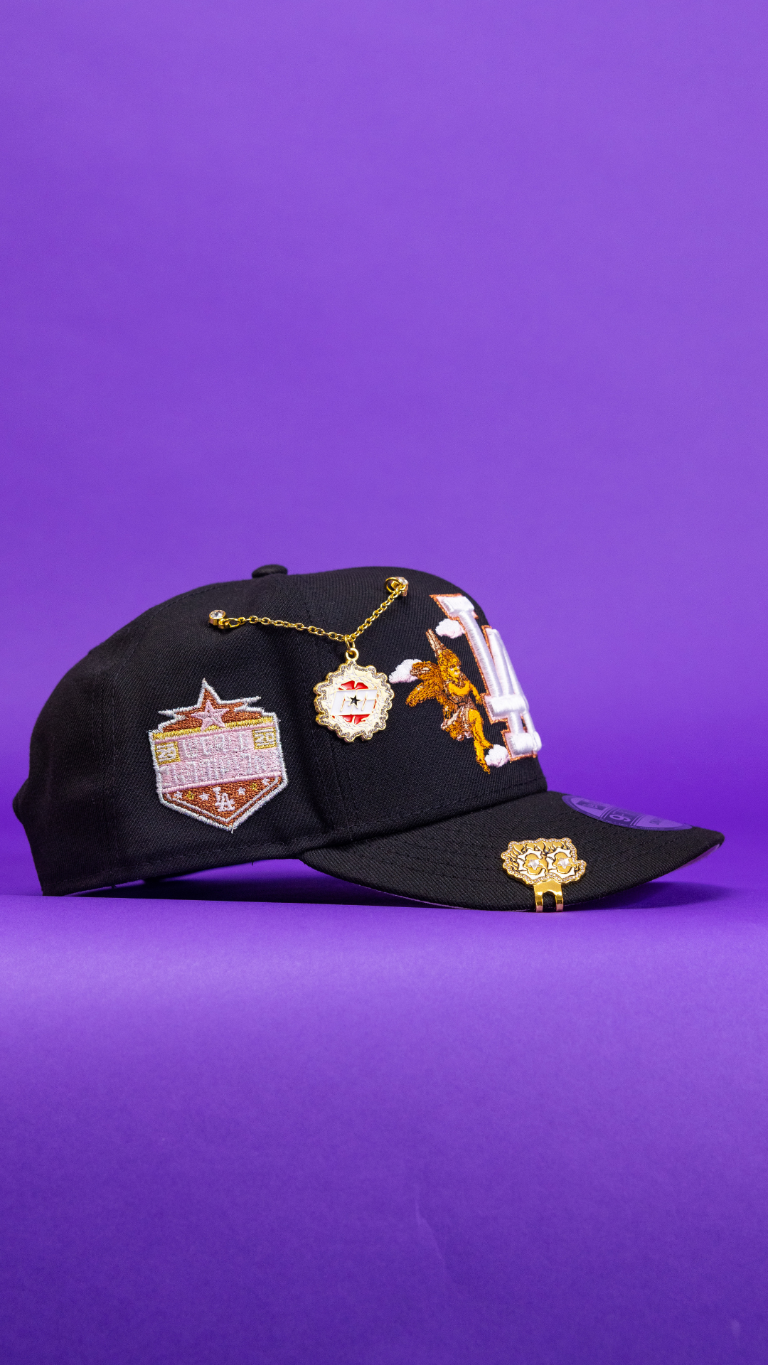 New Era Exclusive 9Fifty Black Los Angeles Dodgers Snapback W/ City Of Angels + World Champions Side Patch