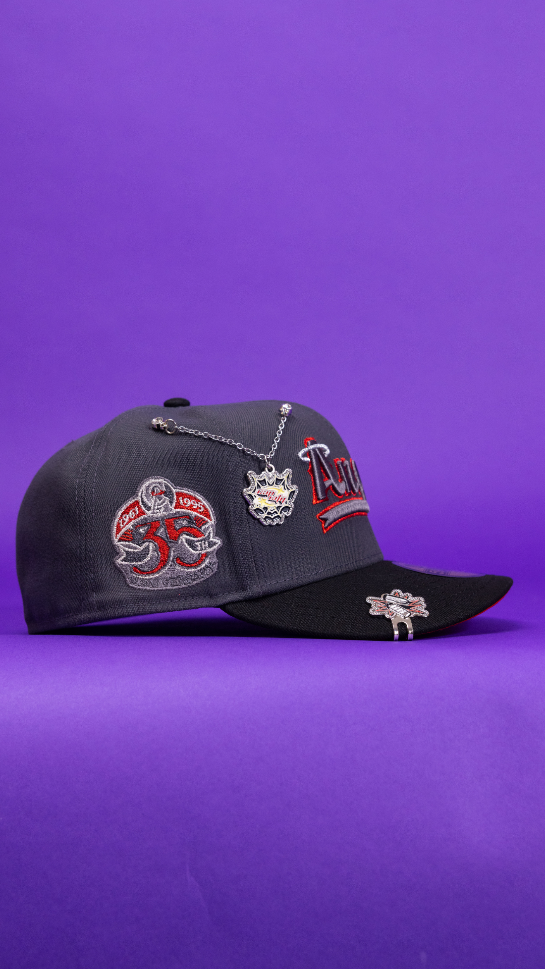 New Era Exclusive 59Fifty Grey/Black Anaheim Angels W/ 35th Anniversary Side Patch