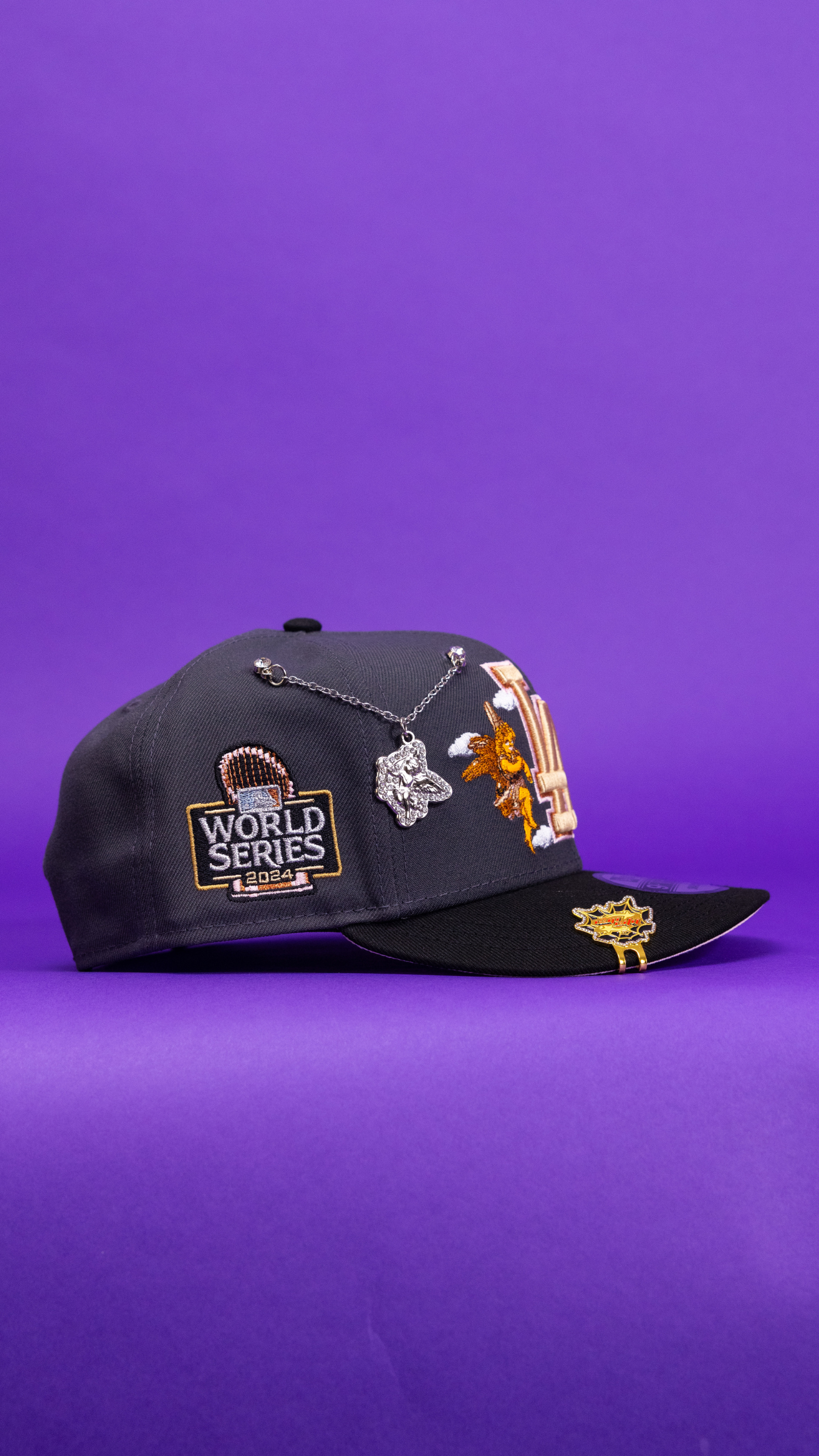 New Era Exclusive 9Fifty Grey/Black Los Angeles Dodgers Snapback W/ City of Angels + World Series Side Patch