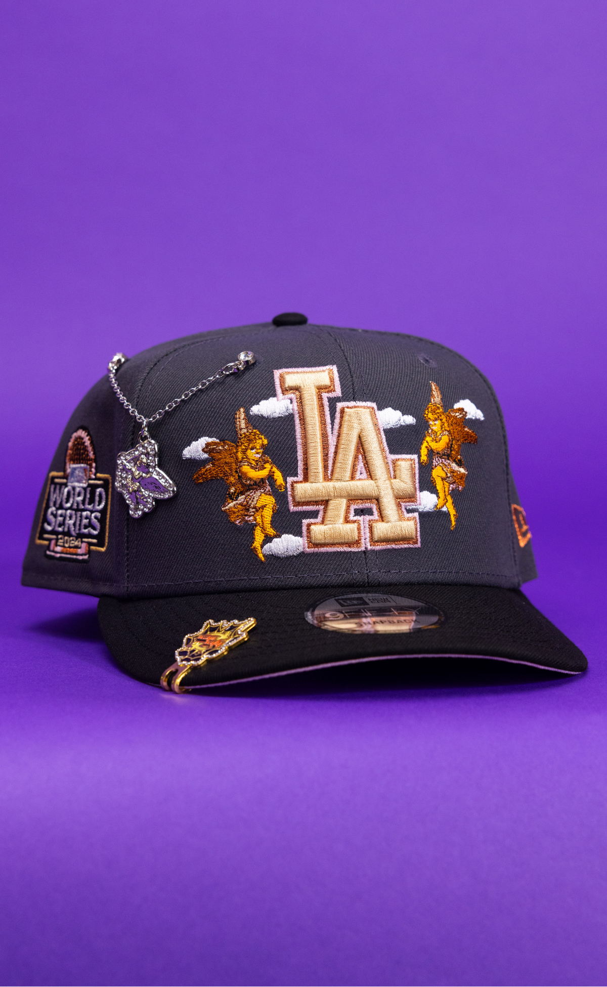 New Era Exclusive 9Fifty Grey/Black Los Angeles Dodgers Snapback W/ City of Angels + World Series Side Patch