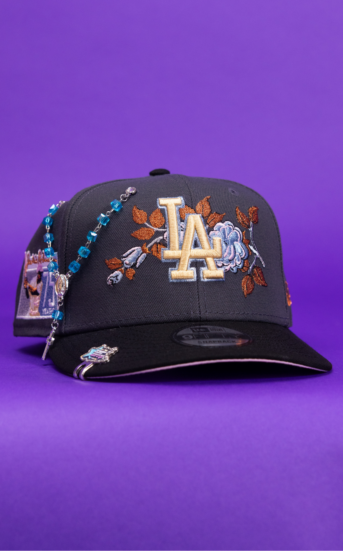 New Era Exclusive 9FIfty Grey/Black Los Angeles Dodgers Snapback W/ Rose + Jackie Robinson Side Patch