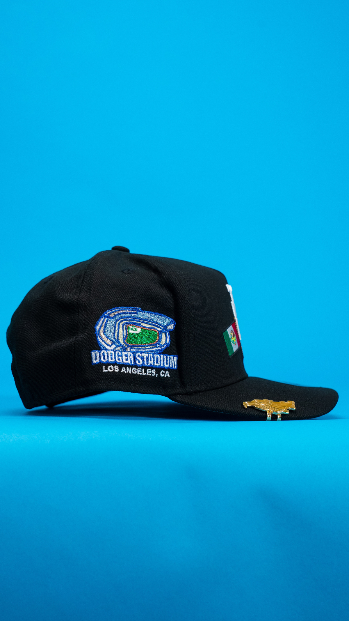 New Era 9Fifty A-Frame Black Upside Down Los Angeles Dodgers Snapback W/ Mexican Flag + Dodger Stadium Side Patch