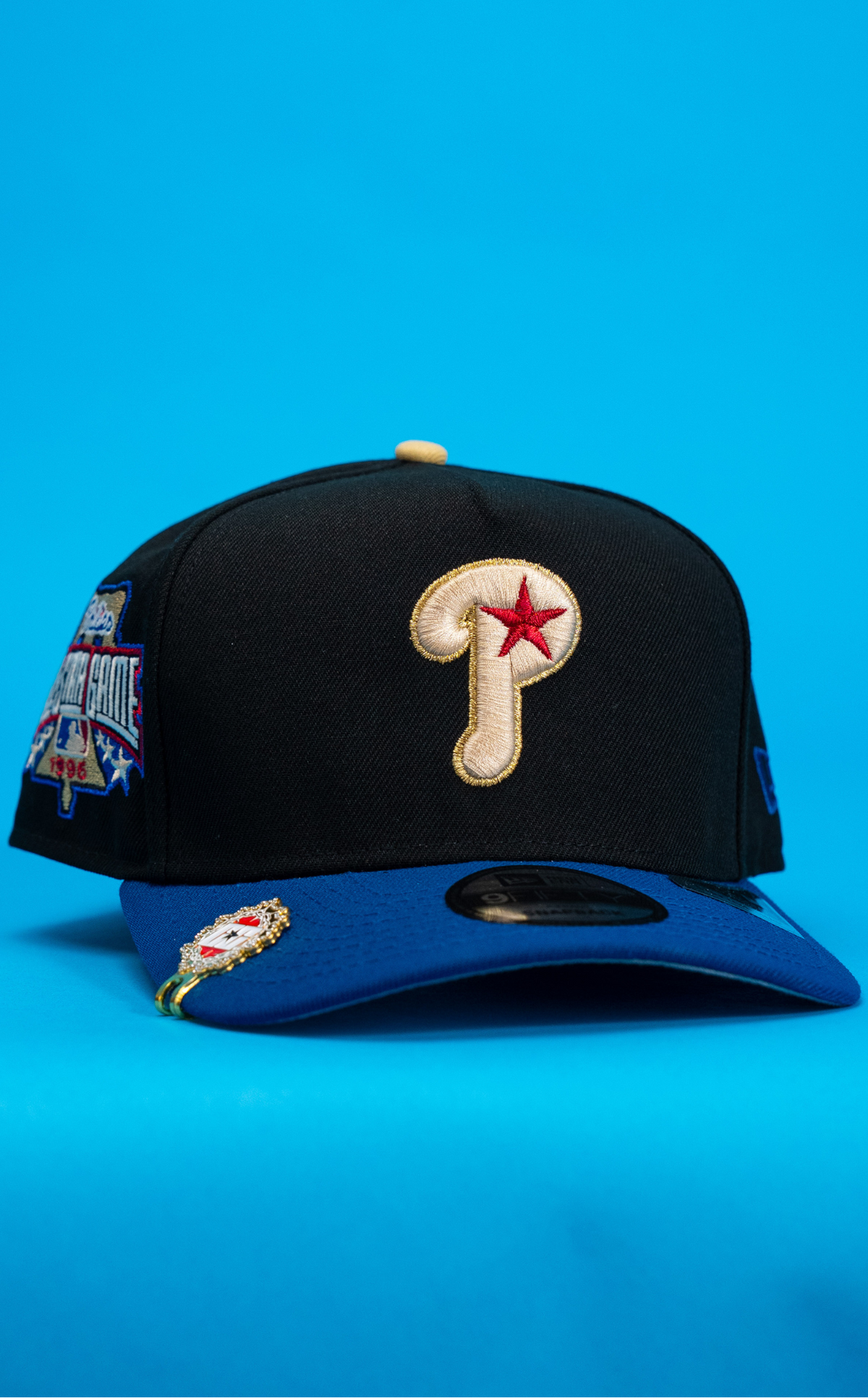 New Era 9Fifty A-Frame Black/Navy Philadelphia Phillies Snapback W/ 1996 All Star Game Side Patch