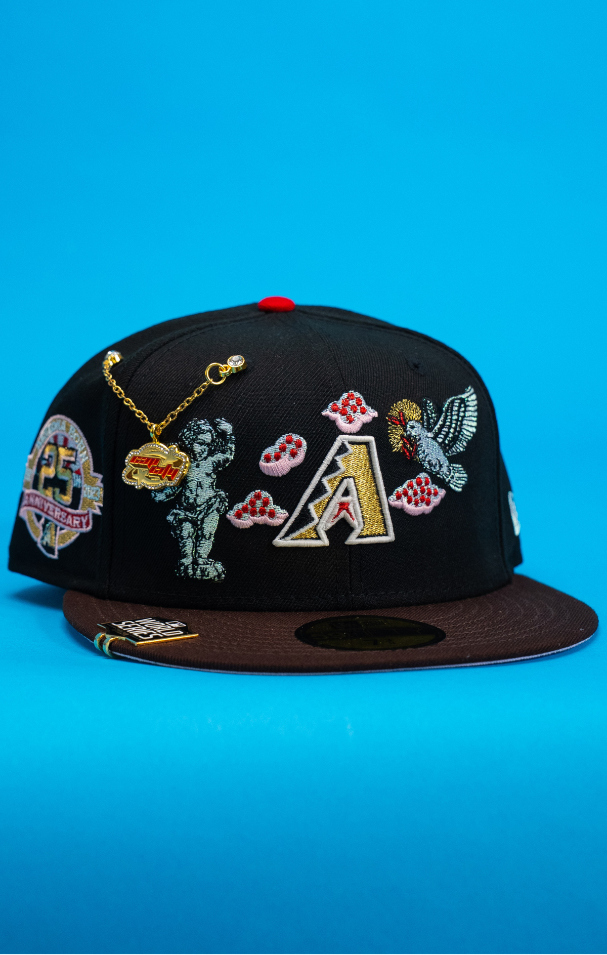 New Era Exclusive 59Fifty Black/Brown Arizona Diamondbacks "City of Angels" W/ 25th Anniversary Side Patch