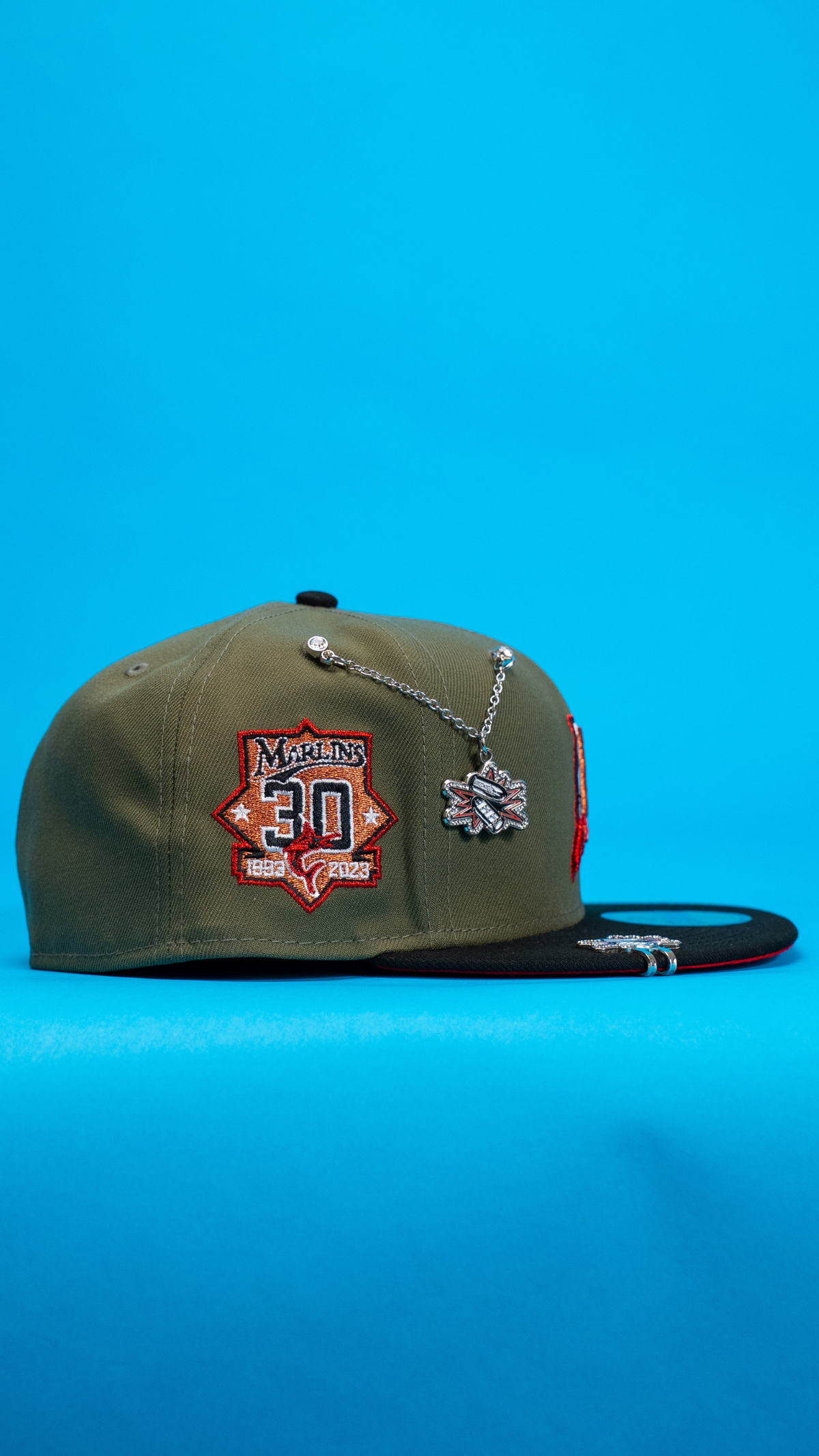 New Era Exclusive 59Fifty Olive/Black Miami Marlins W/ 30th Anniversary Side Patch