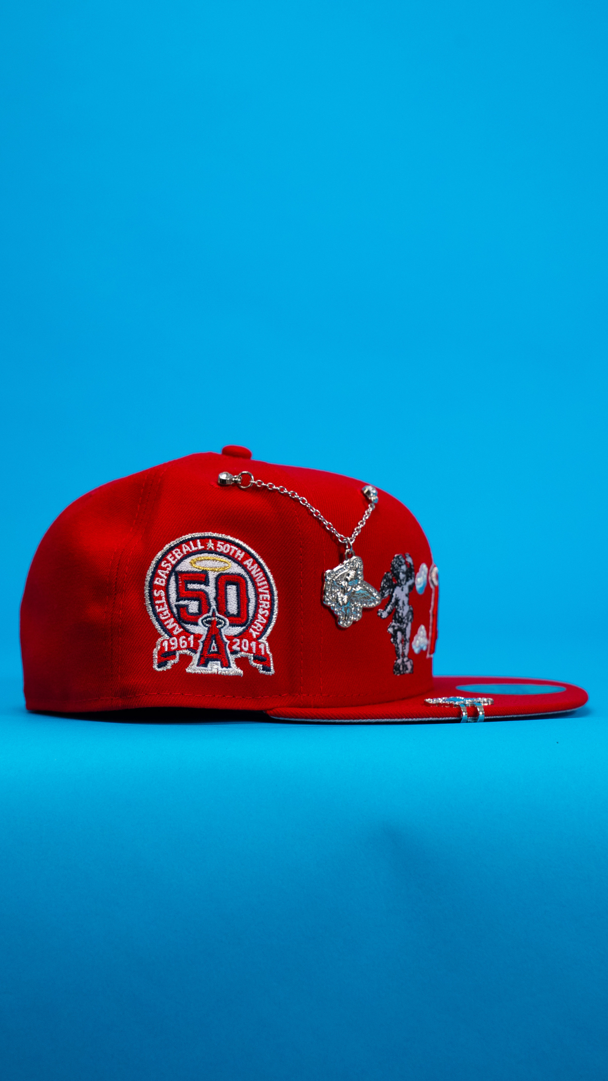 New Era Exclusive 59Fifty Red Anaheim Angels "Heavenly City" W/ 50th Anniversary Side Patch