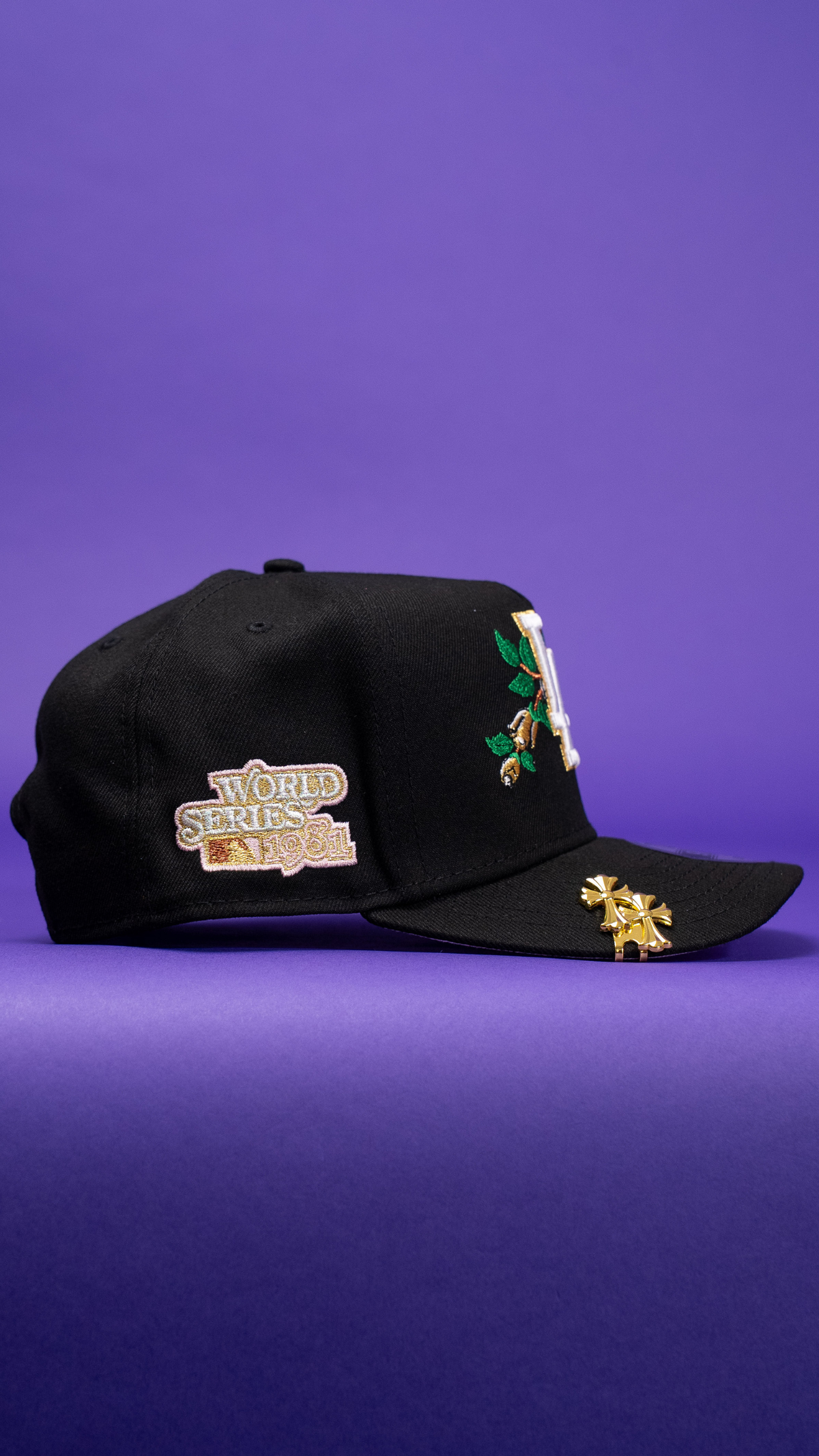 New Era 9Fifty A-Frame Black Los Angeles Dodgers W/ Rose + World Series Side Patch