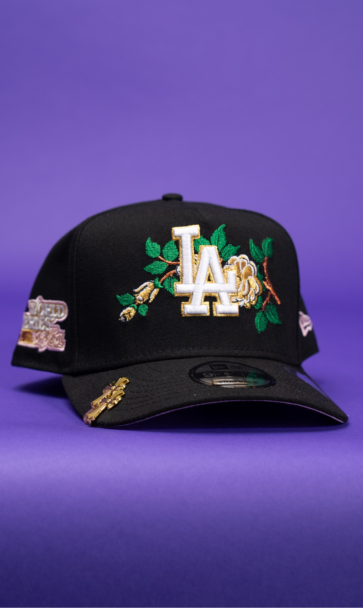 New Era 9Fifty A-Frame Black Los Angeles Dodgers W/ Rose + World Series Side Patch