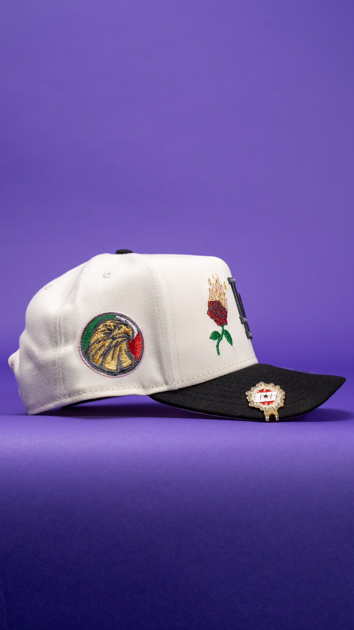New Era 9Fifty A-Frame Chrome/Black Los Angeles Dodgers W/ Burnt Roses + Side Patch