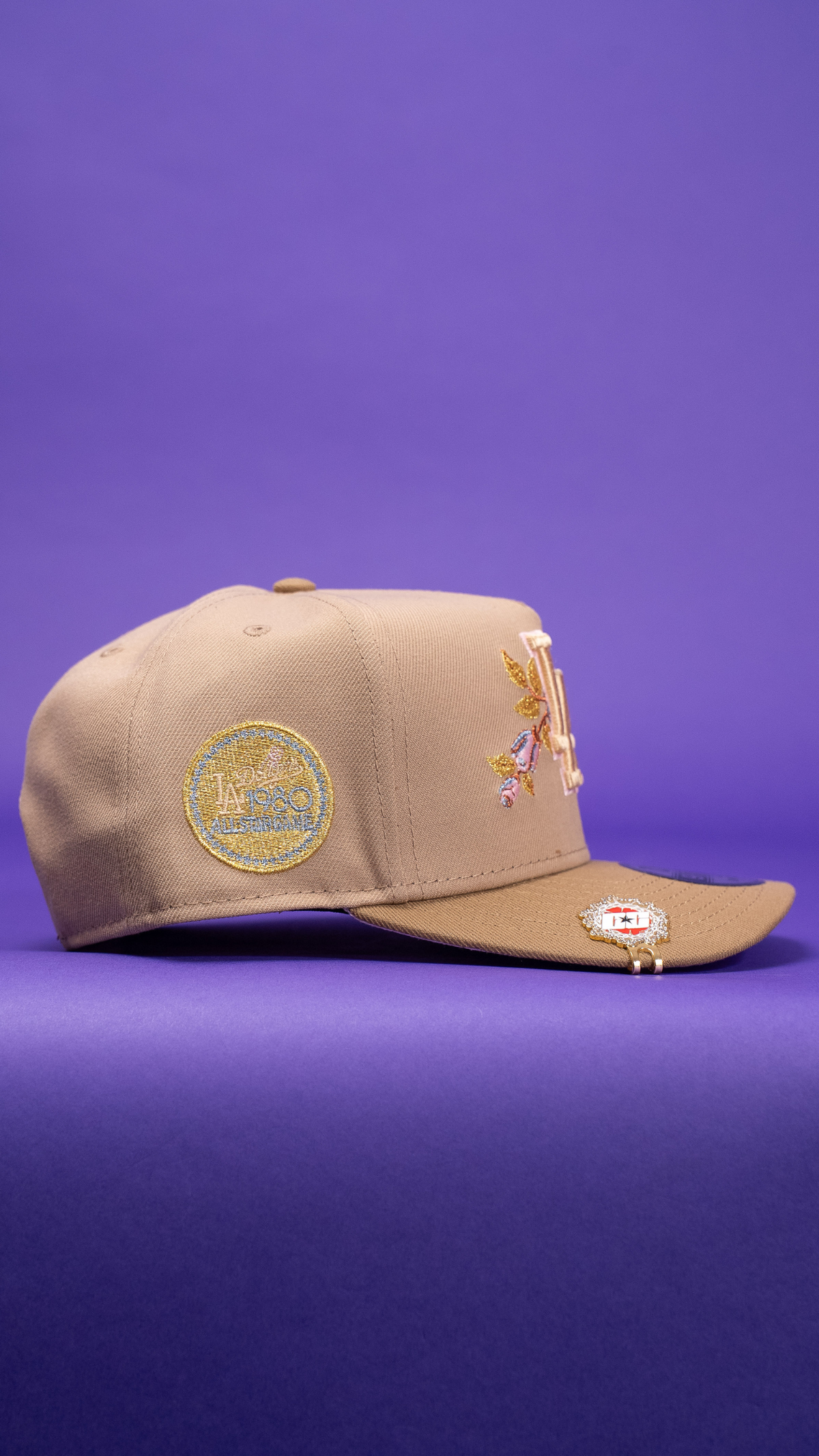 New Era 9Fifty A-Frame Beige Los Angeles Dodgers W/ Rose + 1980 All Star Game Side Patch