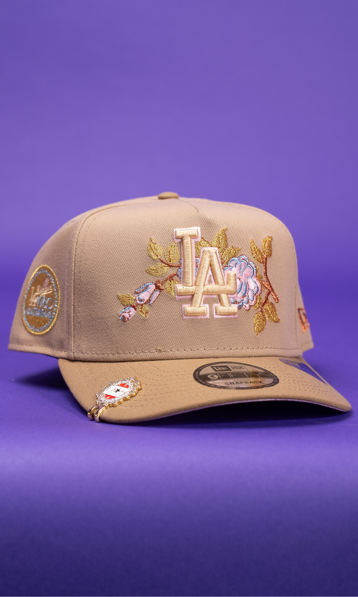 New Era 9Fifty A-Frame Beige Los Angeles Dodgers W/ Rose + 1980 All Star Game Side Patch