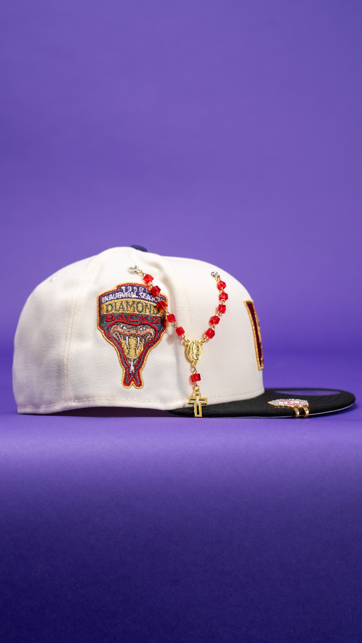New Era Exclusive 59Fifty Chrome/Black Upside Down Arizona Diamondbacks W/ 1998 Inaugural Season Side Patch