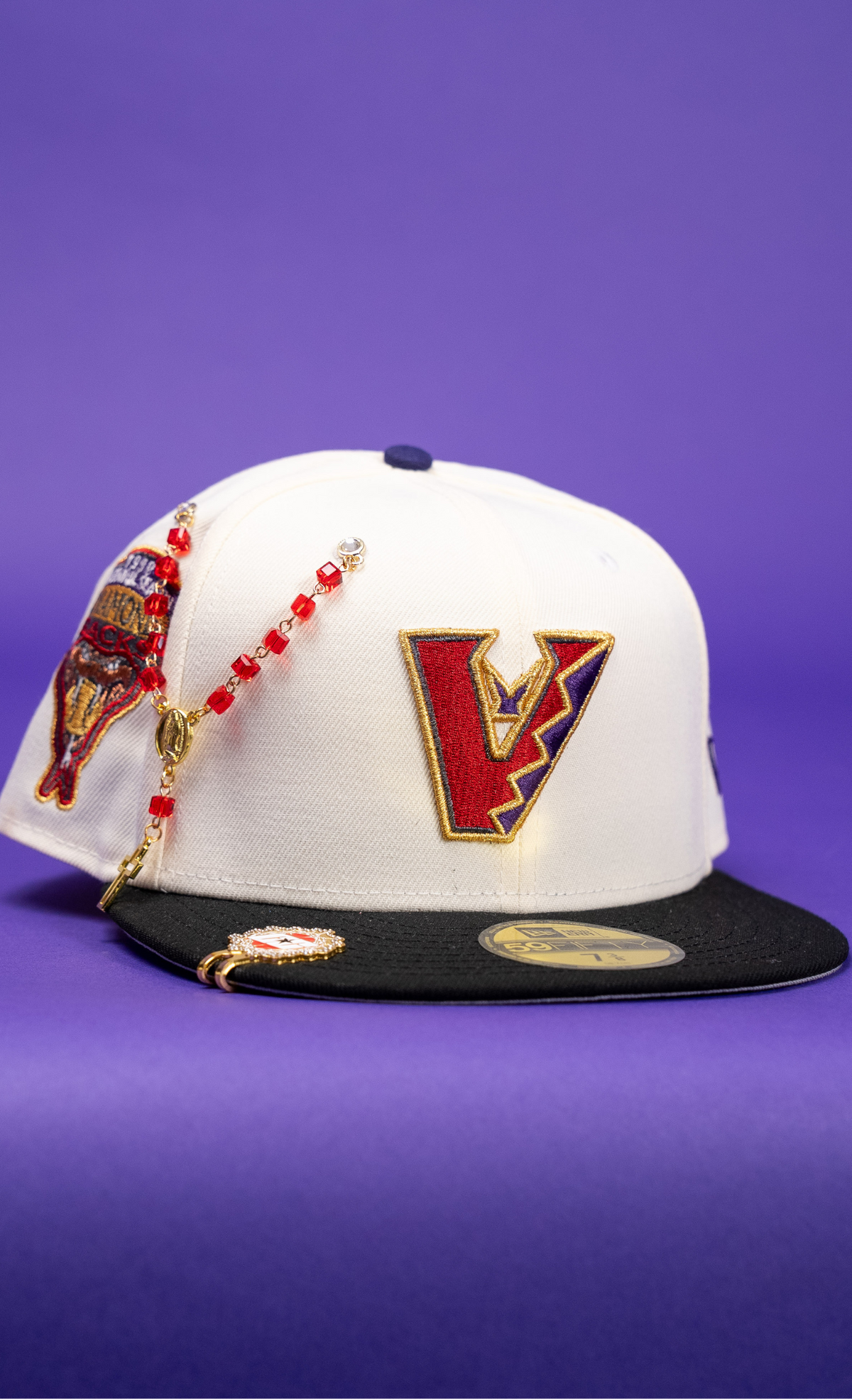 New Era Exclusive 59Fifty Chrome/Black Upside Down Arizona Diamondbacks W/ 1998 Inaugural Season Side Patch