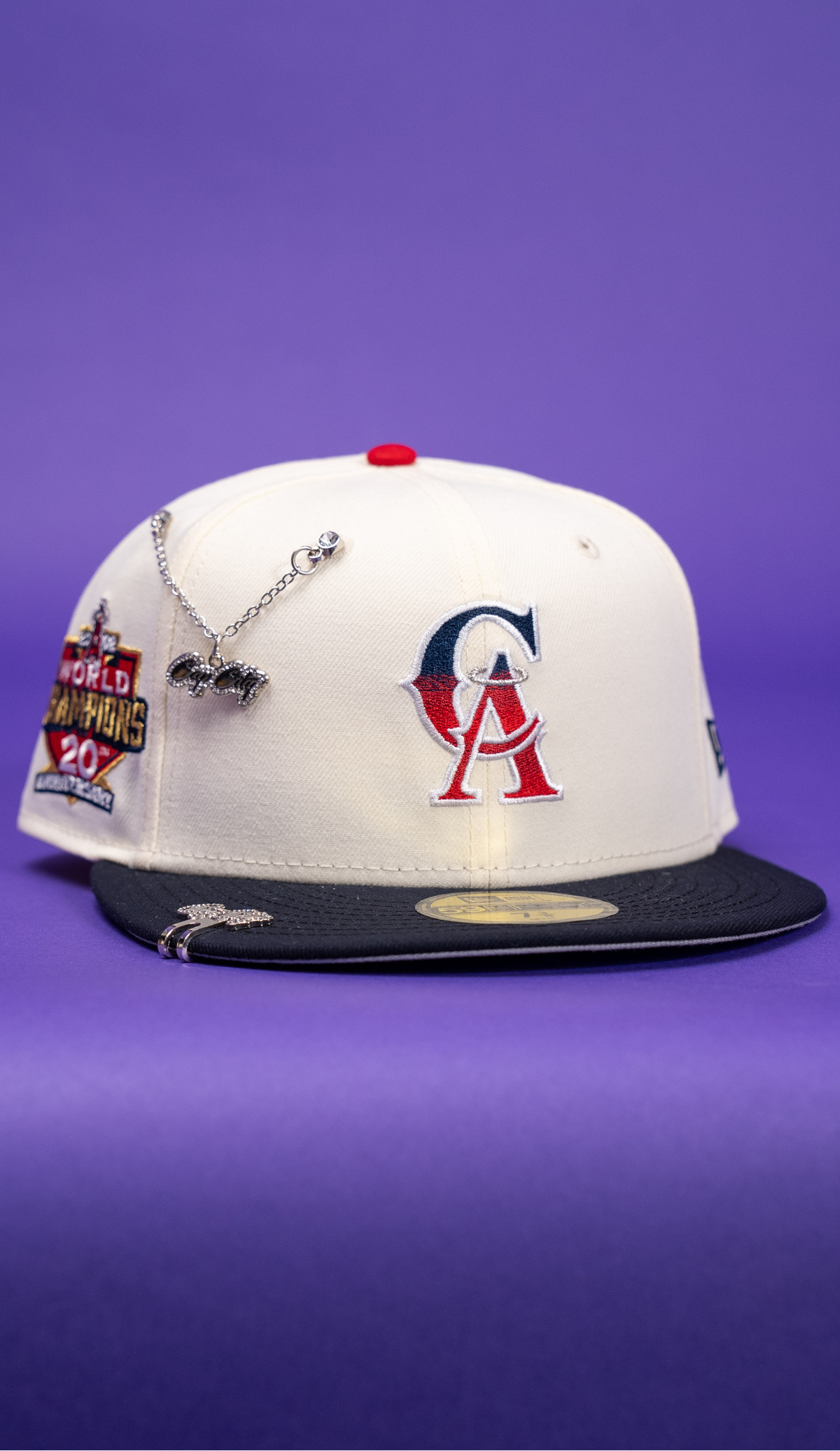 New Era Exclusive 59Fifty Chrome/Navy Anaheim Angels W/ World Champions Side Patch