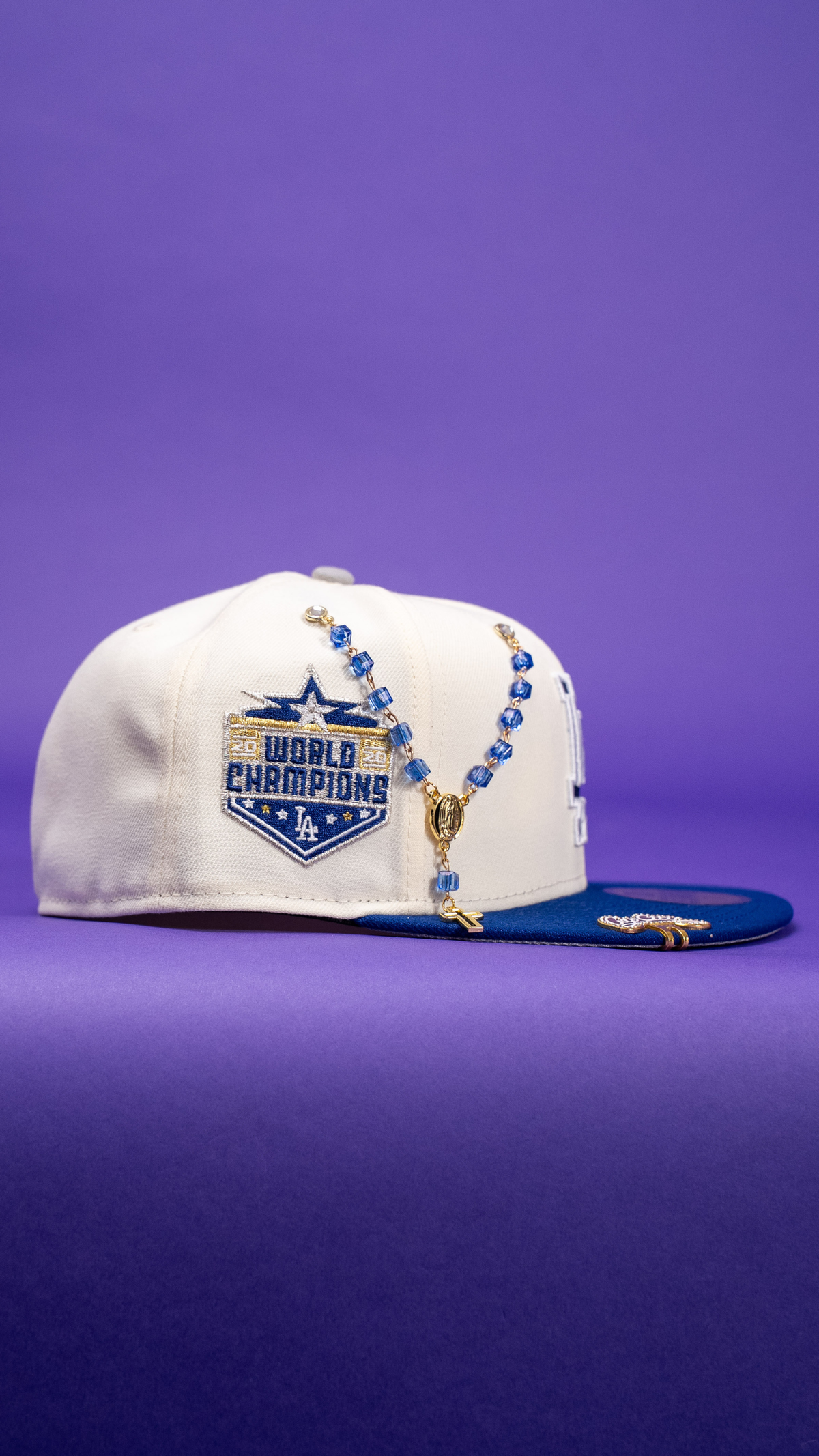 New Era Exclusive 59Fifty Chrome/Blue Los Angeles Dodgers W/ World Series Champions Side Patch