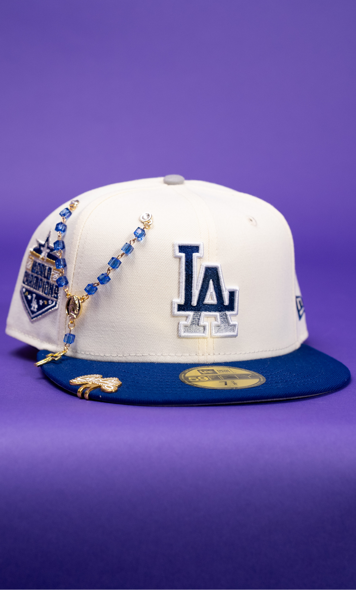 New Era Exclusive 59Fifty Chrome/Blue Los Angeles Dodgers W/ World Series Champions Side Patch