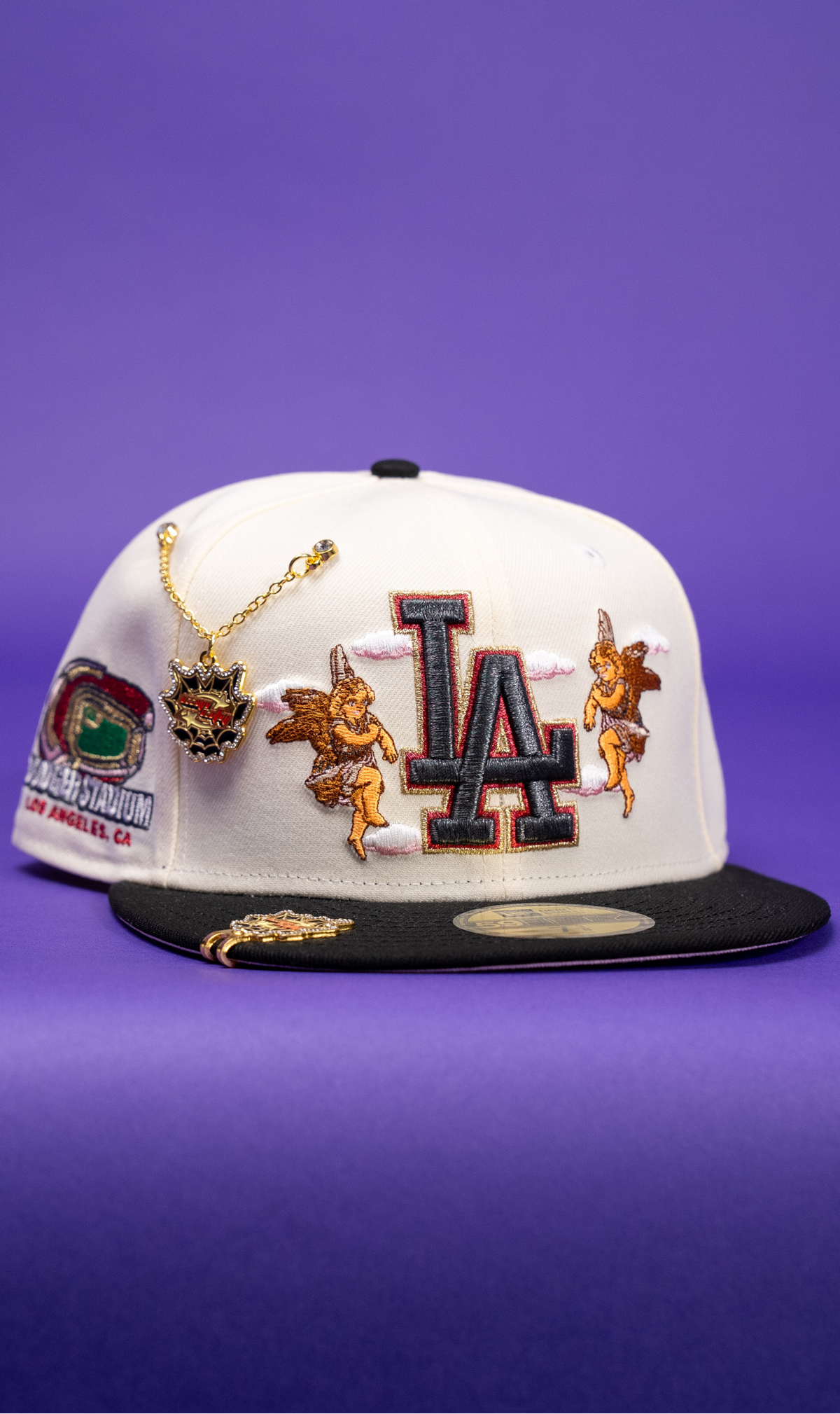 New Era Exclusive 59Fifty Chrome/Black Los Angeles Dodgers W/ City Of Angels + Dodger Stadium Side Patch