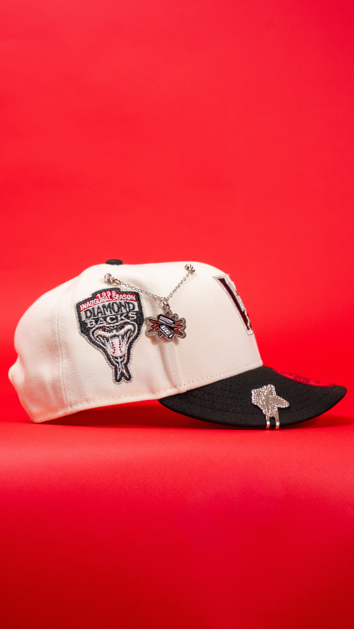 New Era Exclusive 9Fifty Chrome/Black Upside Down Arizona Diamondbacks Snapback W/ 1998 Inaugural Season Side Patch