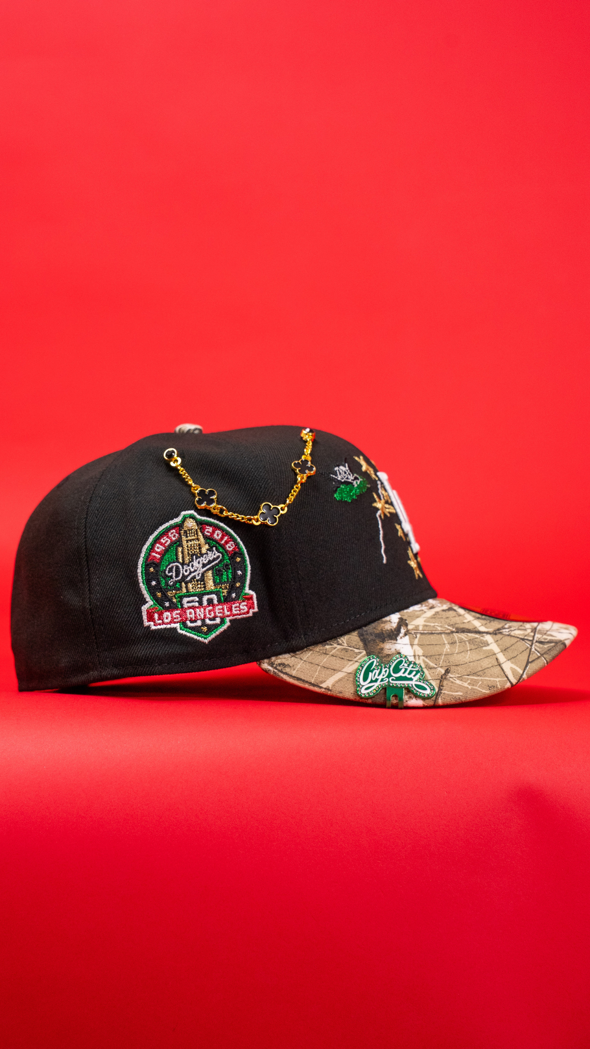 New Era Exclusive 59Fifty Black/Realtree Los Angeles Dodgers W/ Embroidery + 60th Anniversary Side Patch