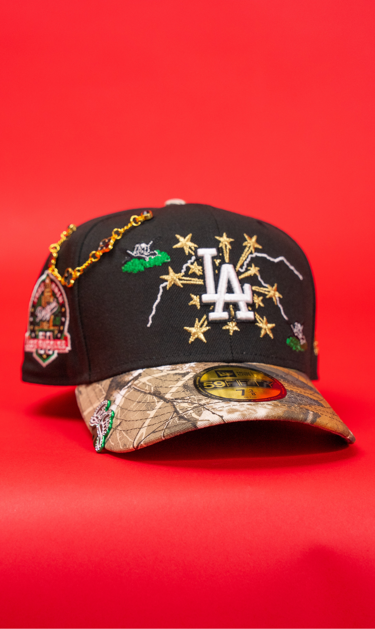 New Era Exclusive 59Fifty Black/Realtree Los Angeles Dodgers W/ Embroidery + 60th Anniversary Side Patch