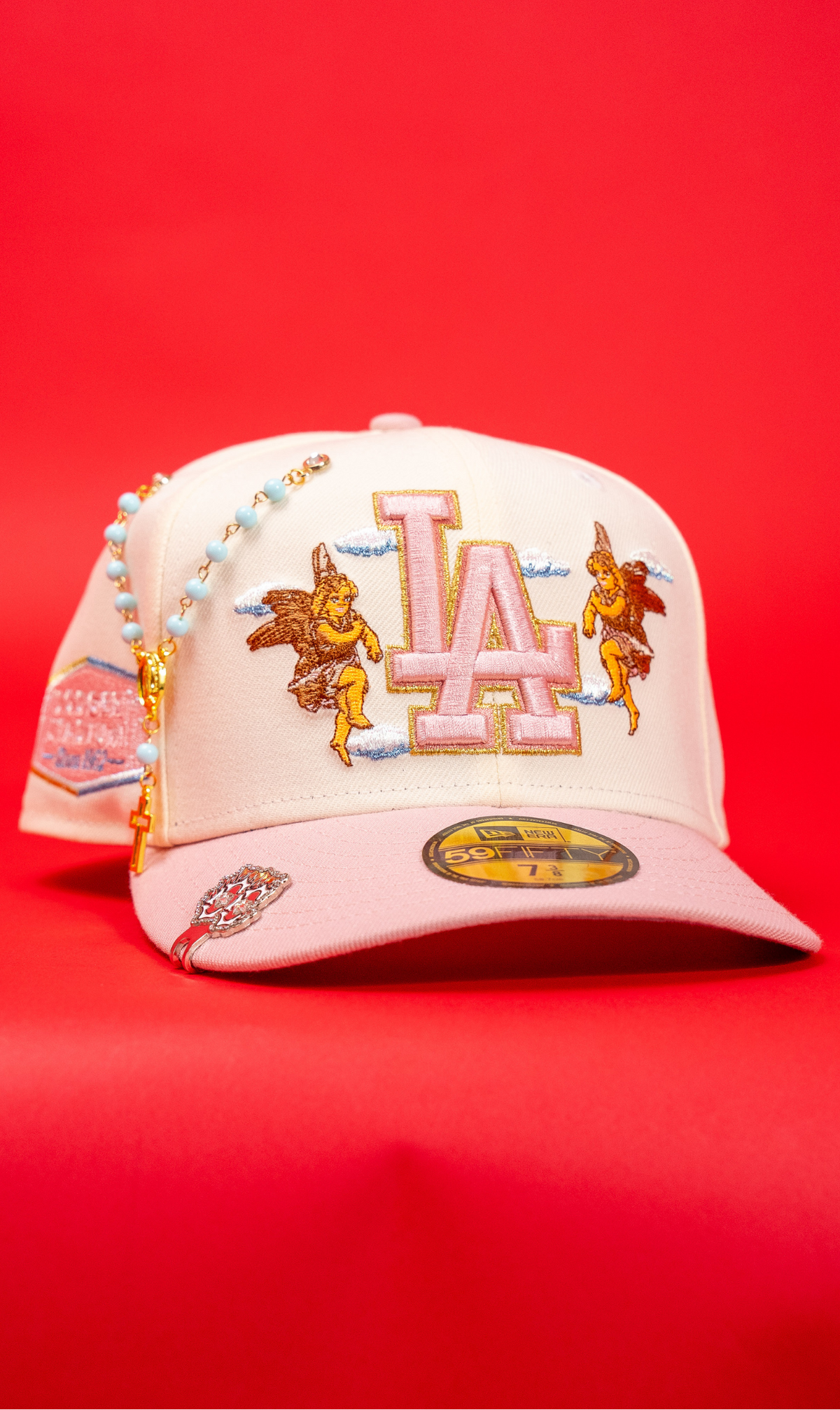 New Era Exclusive 59Fifty Chrome/Pink Los Angeles Dodgers "City of Angels" W/ Dodger Stadium Side Patch