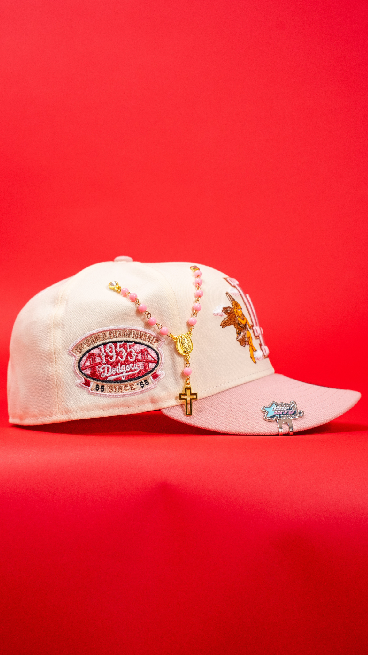 New Era Exclusive 59Fifty Chrome/Pink Los Angeles Dodgers "City of Angels" W/ 1st World Championship Side Patch
