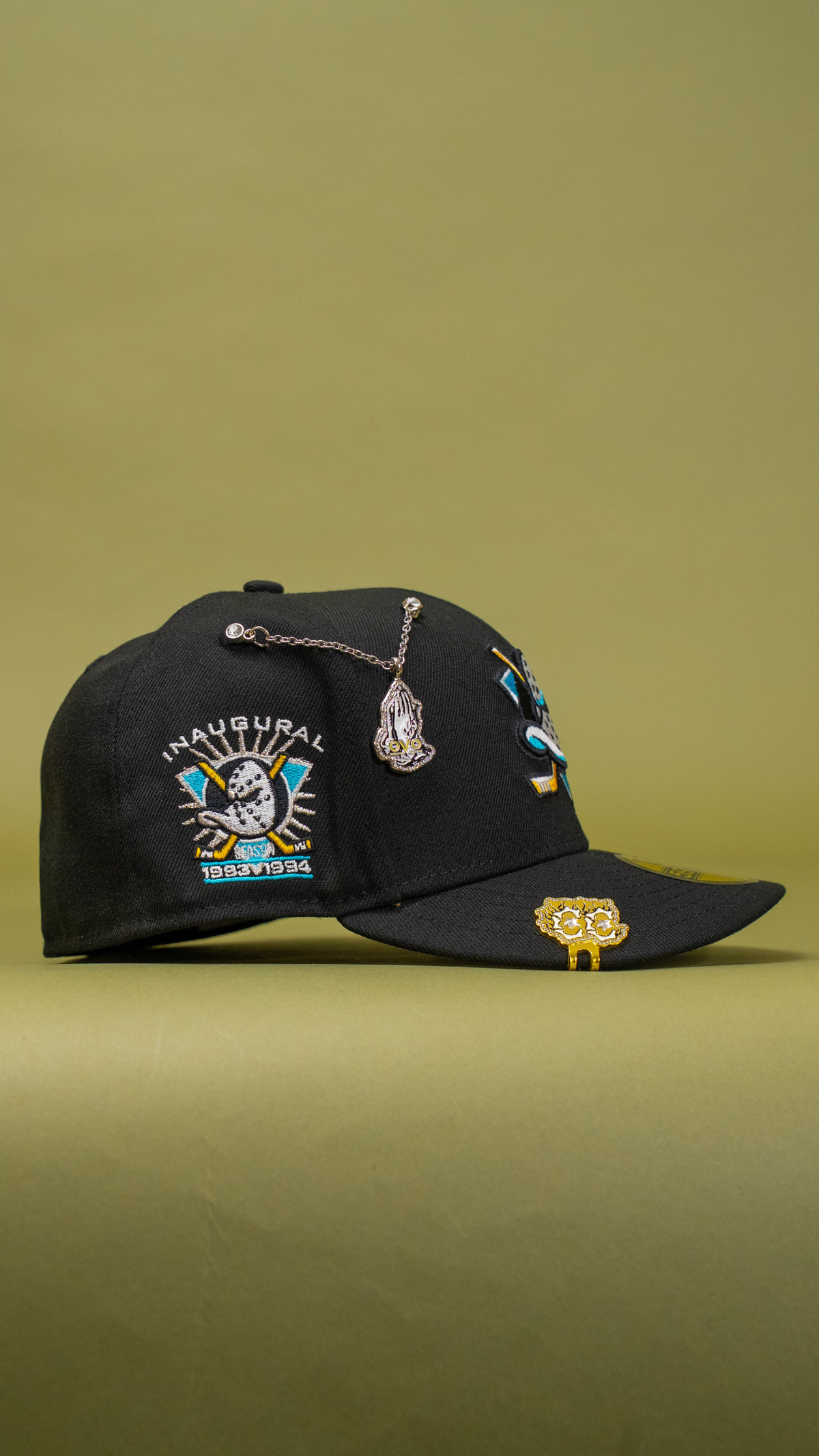 New Era Exclusive 59Fifty Black Anaheim Ducks W/ Inaugural Season Side Patch