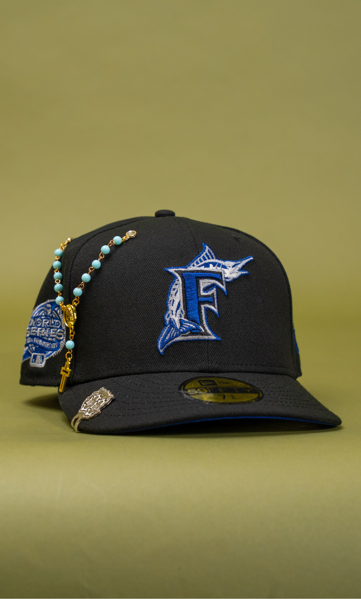 New Era Exclusive 59Fifty Black Miami Marlins W/ World Series Side Patch