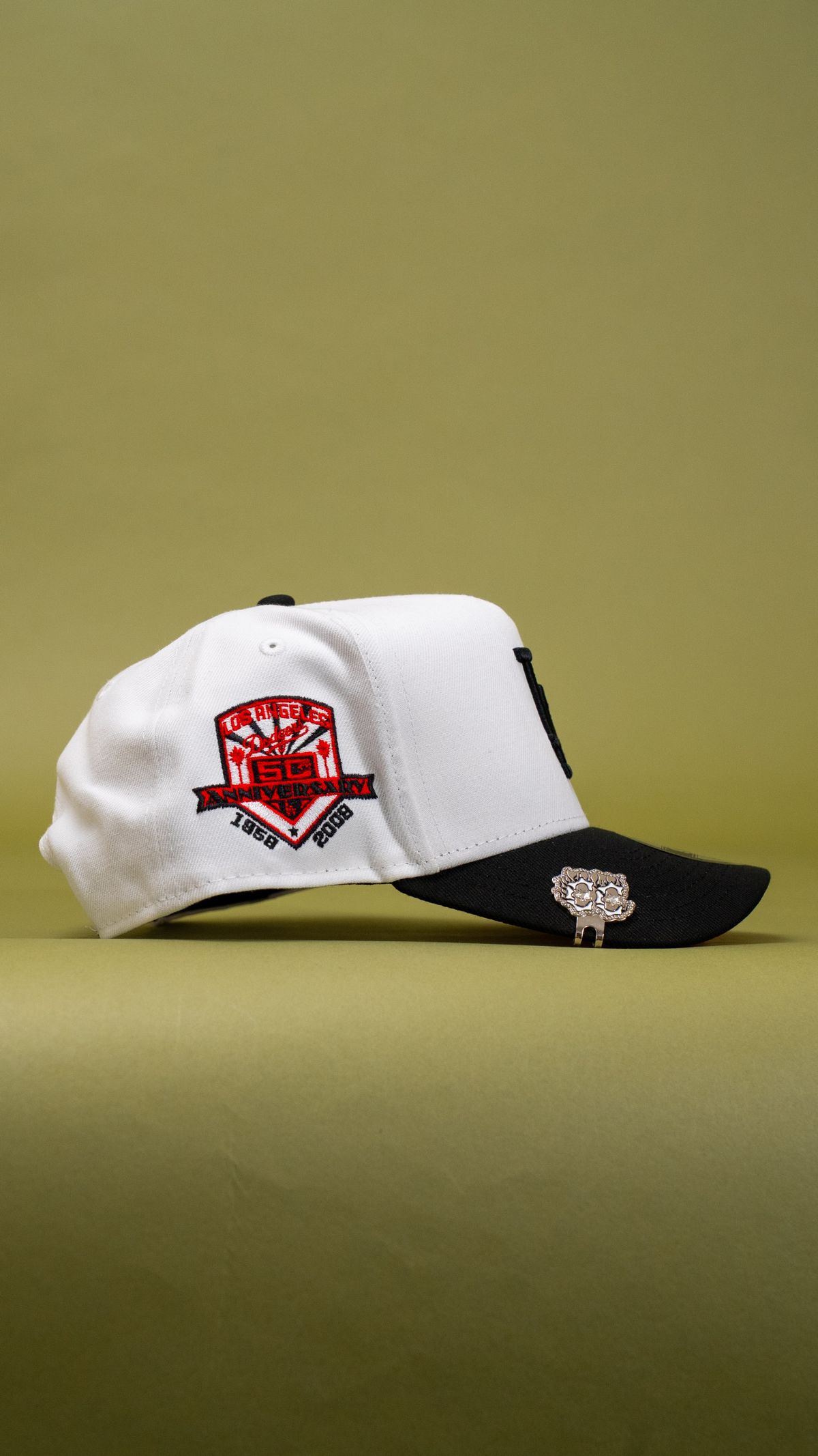 New Era 9Fifty A-Frame Pearl White Los Angeles Dodgers Snapback W/ 50th Anniversary Side Patch