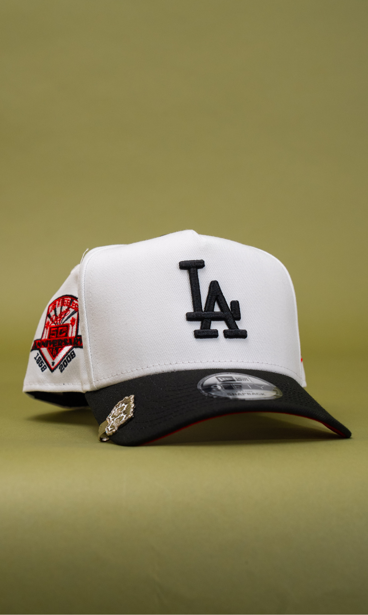 New Era 9Fifty A-Frame Pearl White Los Angeles Dodgers Snapback W/ 50th Anniversary Side Patch