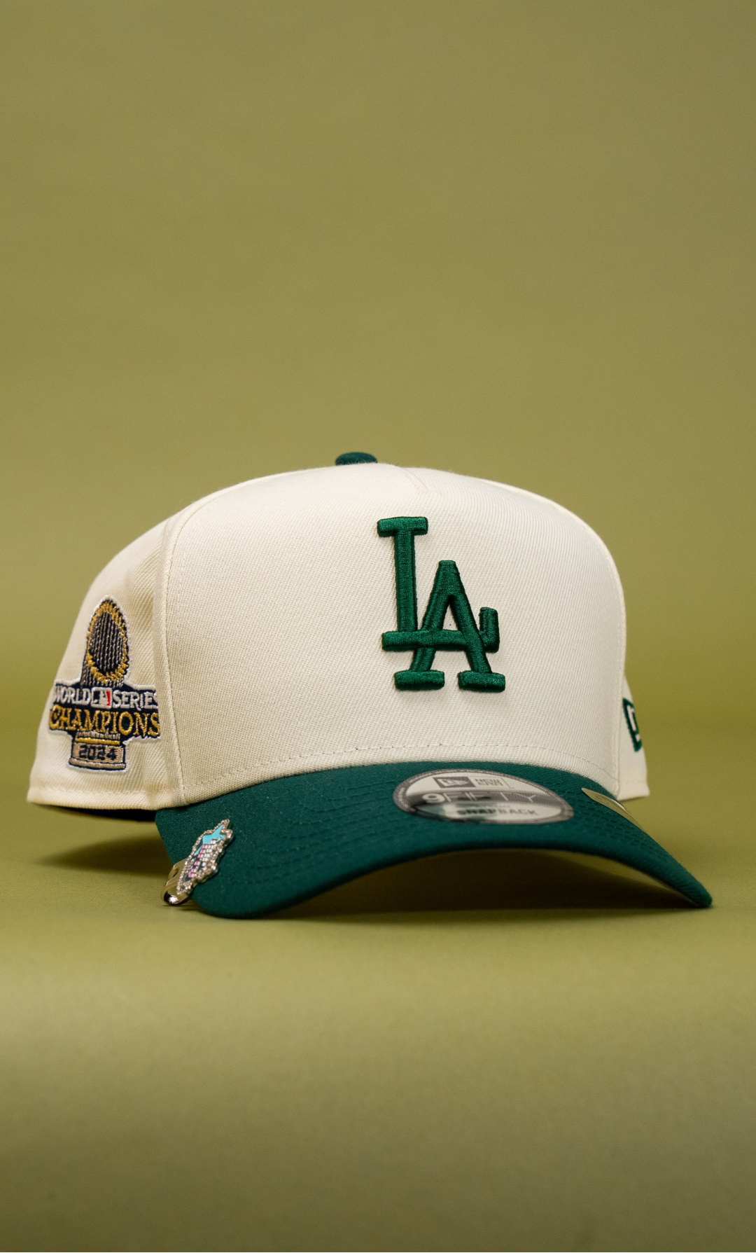 New Era 9Fifty A-Frame Chrome/Forest Green Los Angeles Dodgers Snapback W/ World Series Champions Side Patch