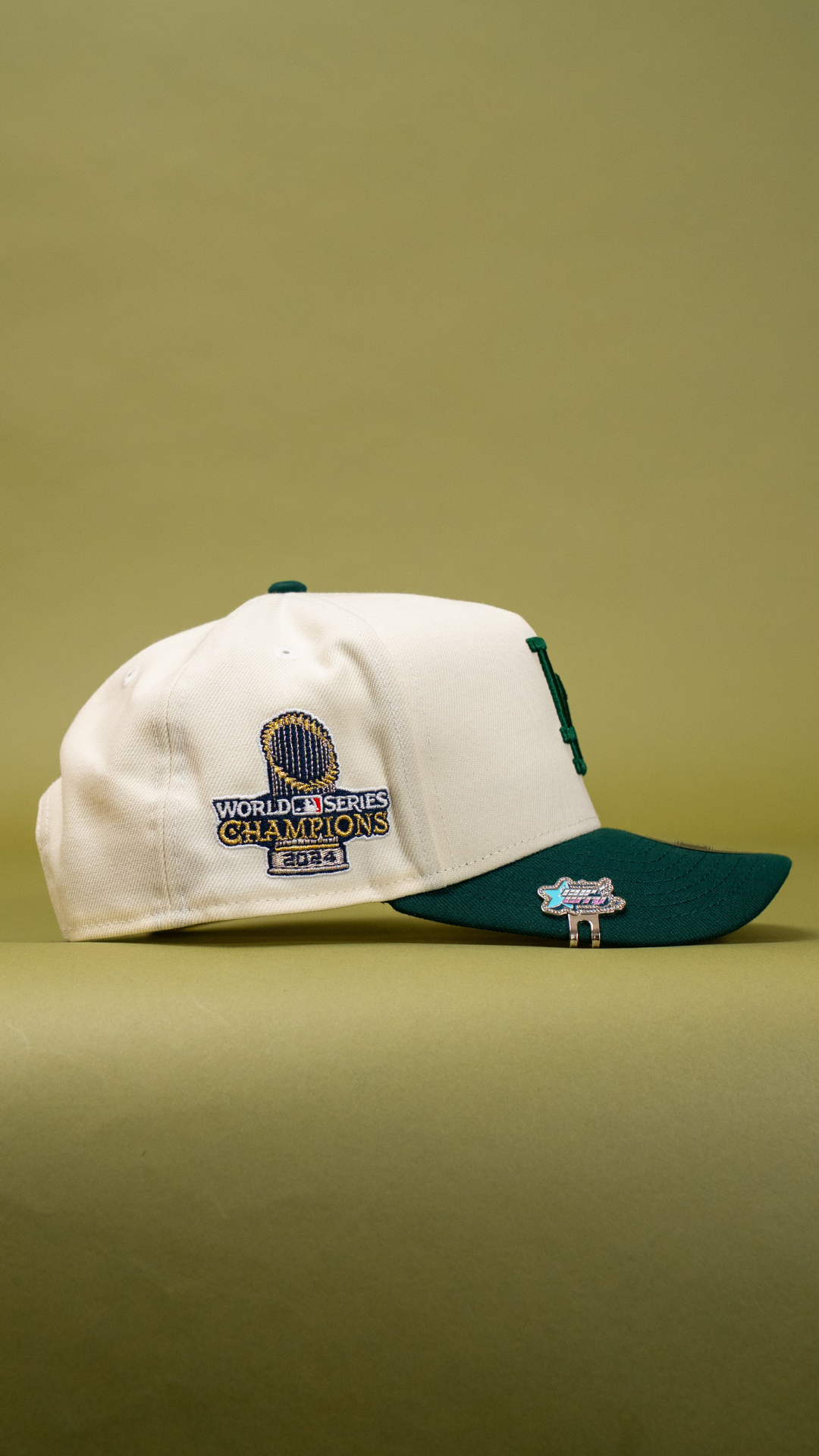 New Era 9Fifty A-Frame Chrome/Forest Green Los Angeles Dodgers Snapback W/ World Series Champions Side Patch