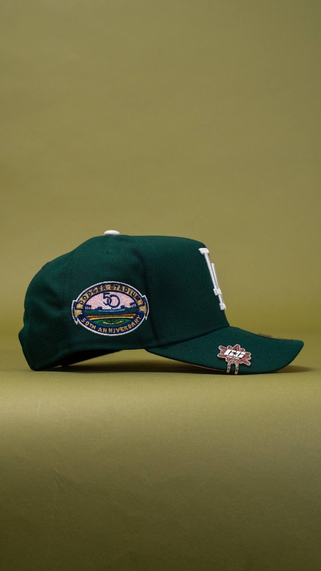 New Era 9Fifty A-Frame Forest Green Los Angeles Dodgers Snapback W/ Heart + 50th Anniversary Side Patch