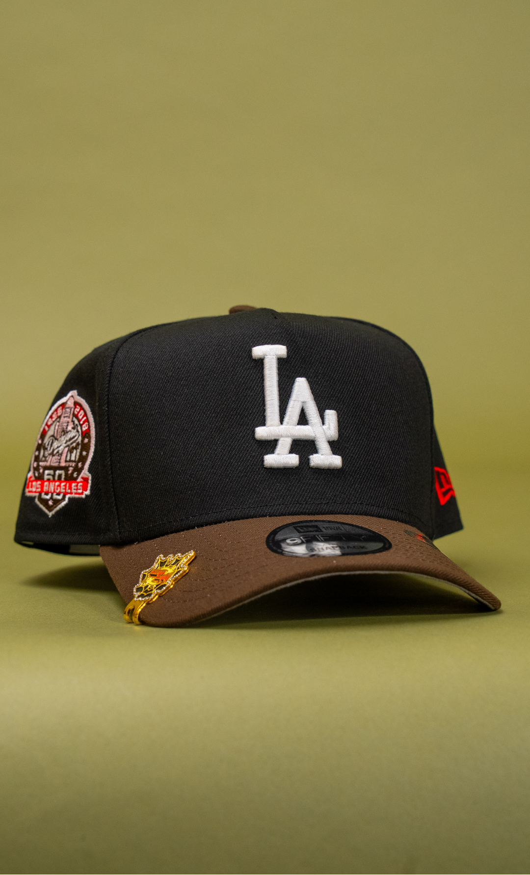 New Era 9Fifty A-Frame Black/Brown Los Angeles Dodgers Snapback W/ 60th Anniversary Side Patch