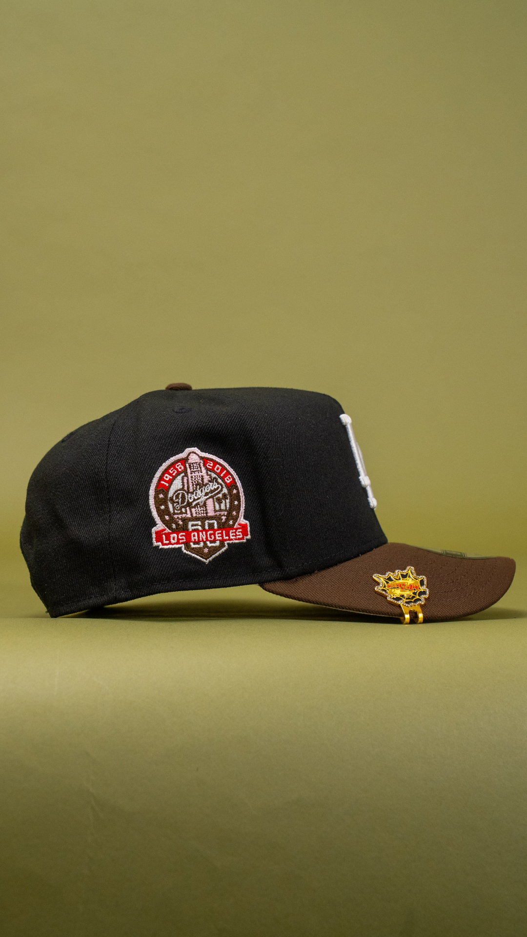 New Era 9Fifty A-Frame Black/Brown Los Angeles Dodgers Snapback W/ 60th Anniversary Side Patch