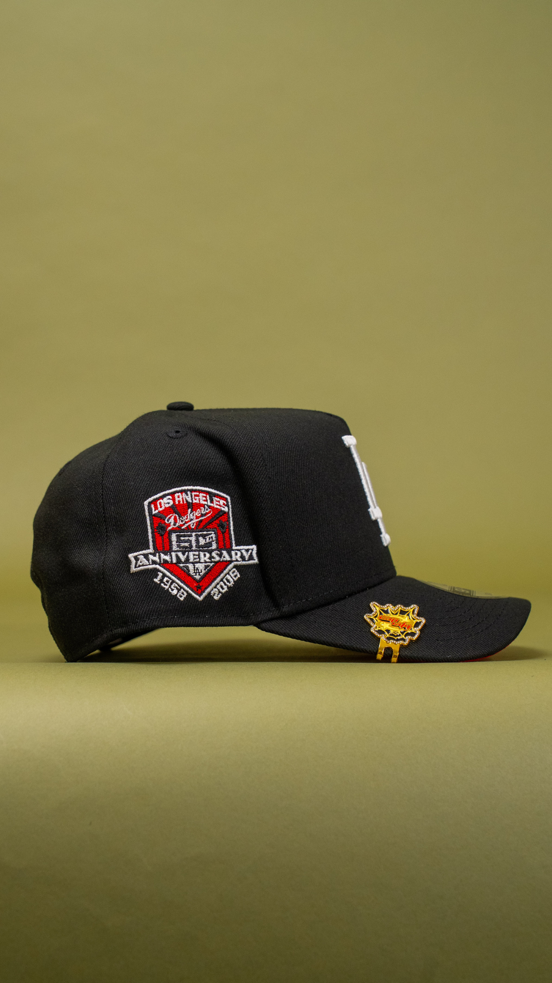 New Era 9Fifty A-Frame Black Los Angeles Dodgers Snapback W/ Heart + 50th Anniversary Side Patch