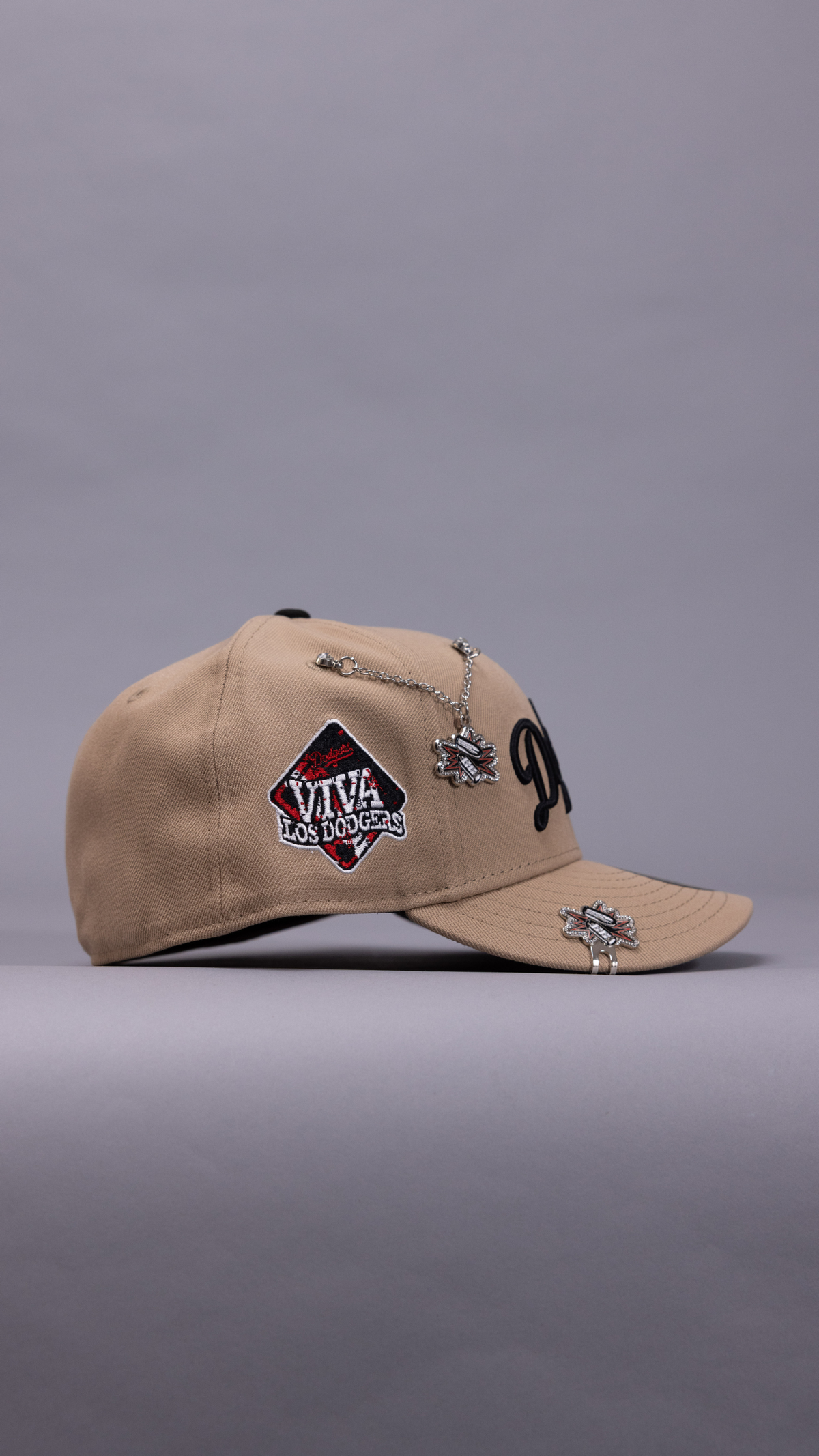 New Era Exclusive 59Fifty Beige Los Angeles Dodgers Script W/ Viva Los Dodgers Side Patch