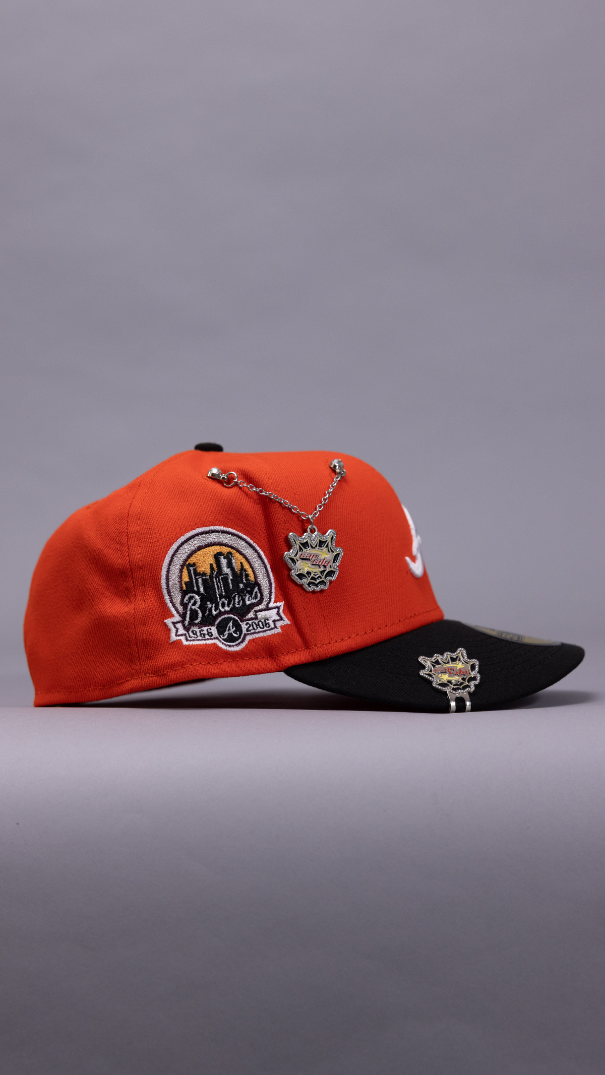 New Era Exclusive 59Fifty Orange/Black Atlanta Braves W/ 40th Anniversary Side Patch