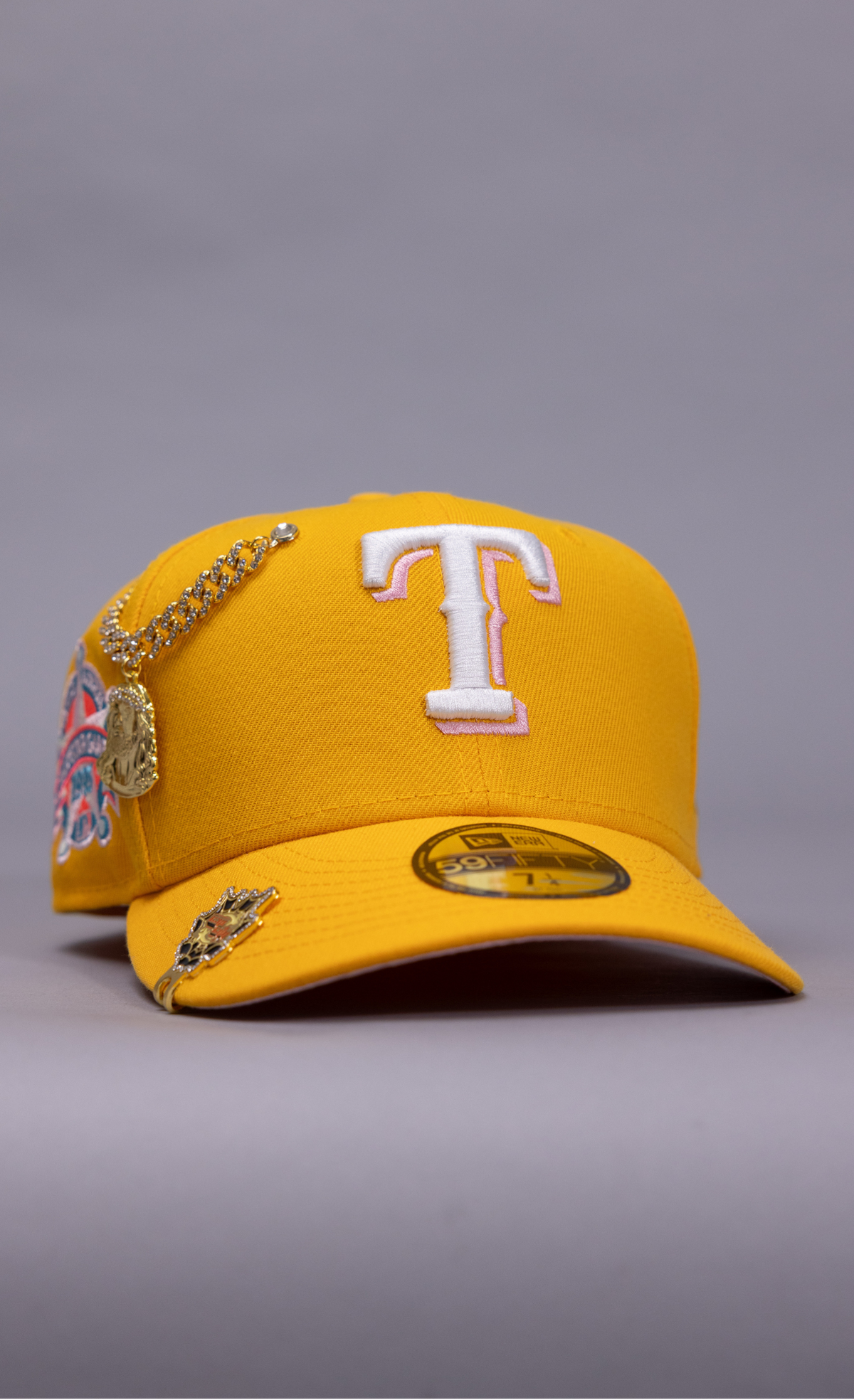 New Era Exclusive 59Fifty Yellow Texas Rangers W/ 1995 All Star Game Side Patch