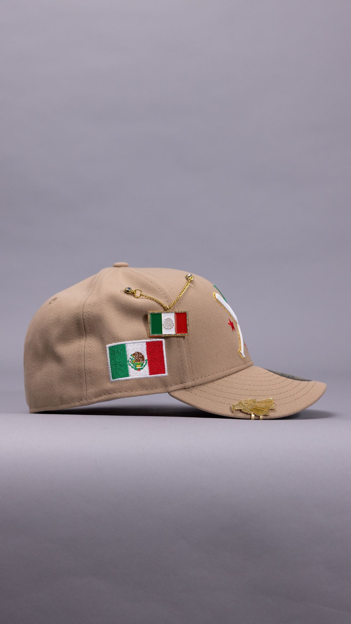 New Era Exclusive 59Fifty Beige Los Angeles Dodgers W/ Mexico Flag Side Patch