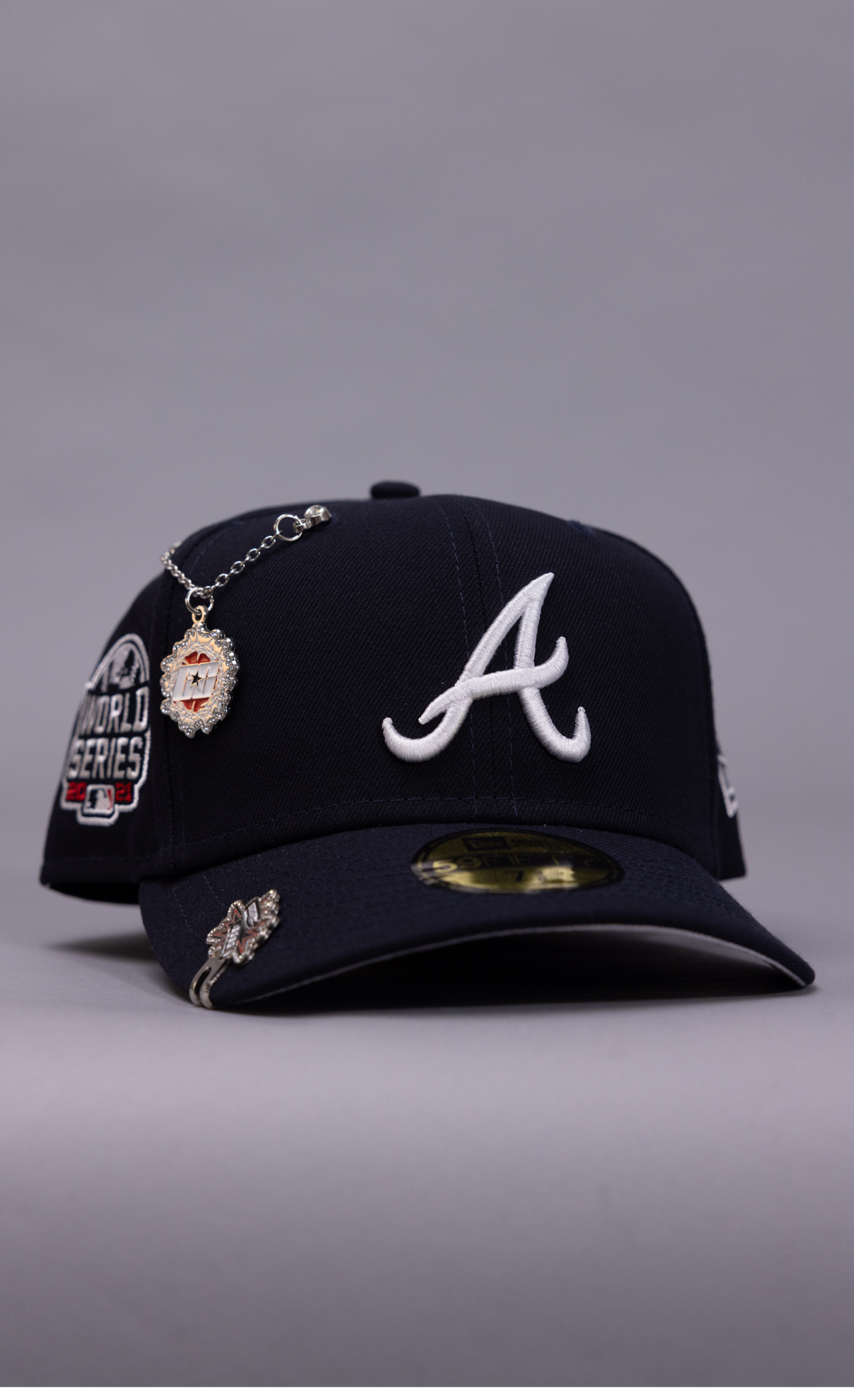 New Era Exclusive 59Fifty Dark Navy Atlanta Braves W/ 2021 World Series Side Patch
