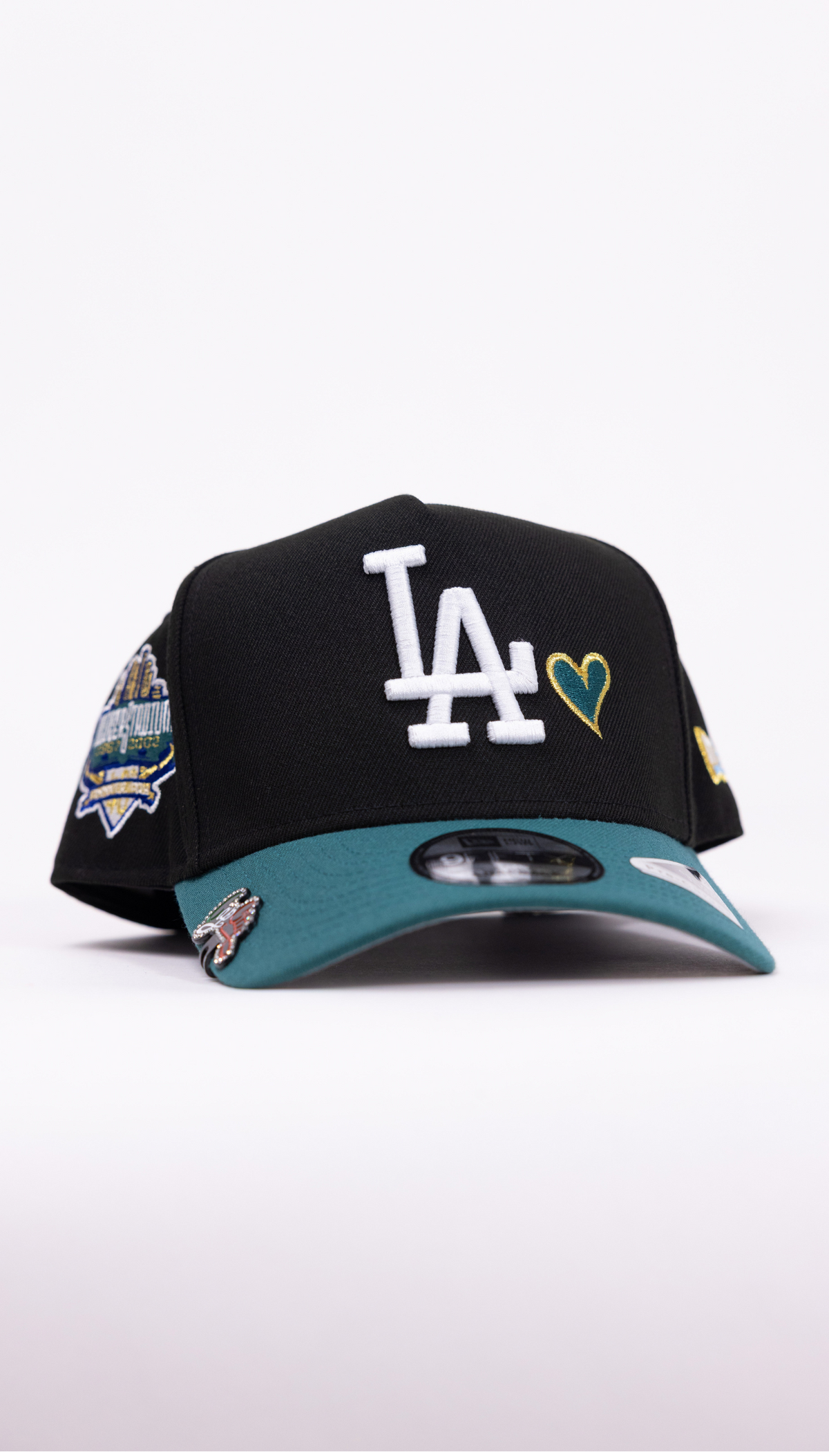 New Era 9Fifty A-Frame Black/Pine Green Los Angeles Dodgers Snapback W/ Heart + 40th Anniversary Side Patch