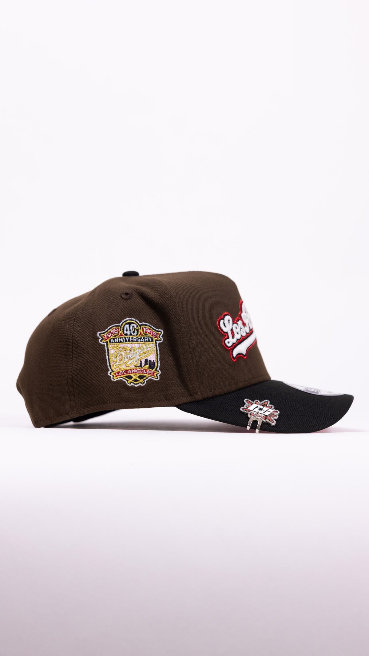 New Era 9Fifty A-Frame Brown/Black Los Angeles Dodgers Script Snapback W/ 40th Anniversary Side Patch