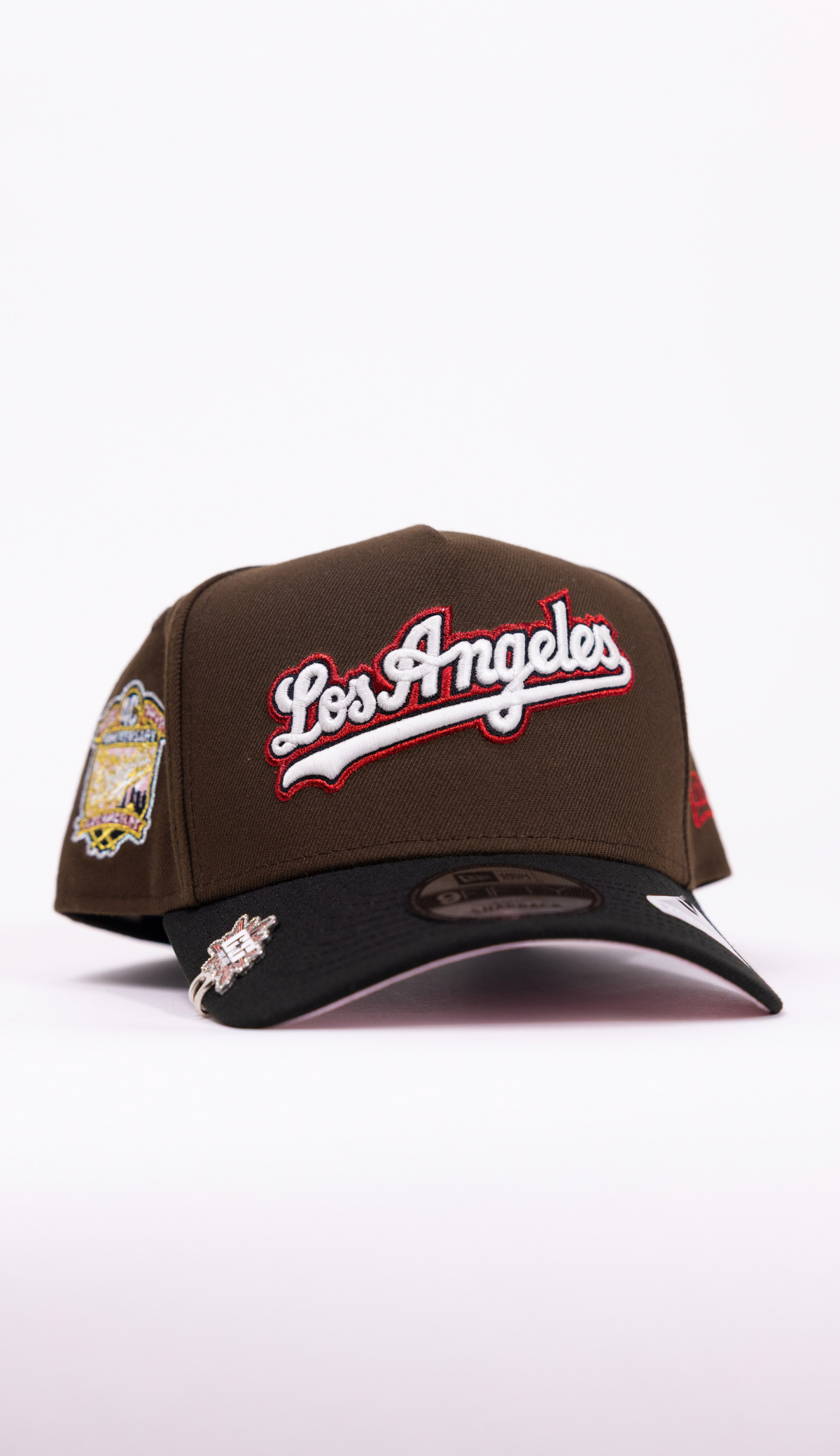 New Era 9Fifty A-Frame Brown/Black Los Angeles Dodgers Script Snapback W/ 40th Anniversary Side Patch