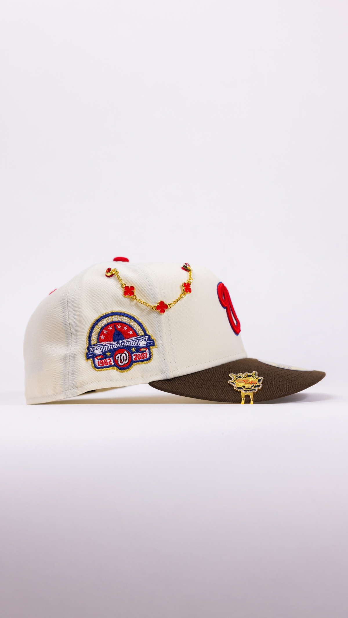 New Era Exclusive 59Fifty Chrome/Brown Washington Nationals W/ Anniversary Side Patch