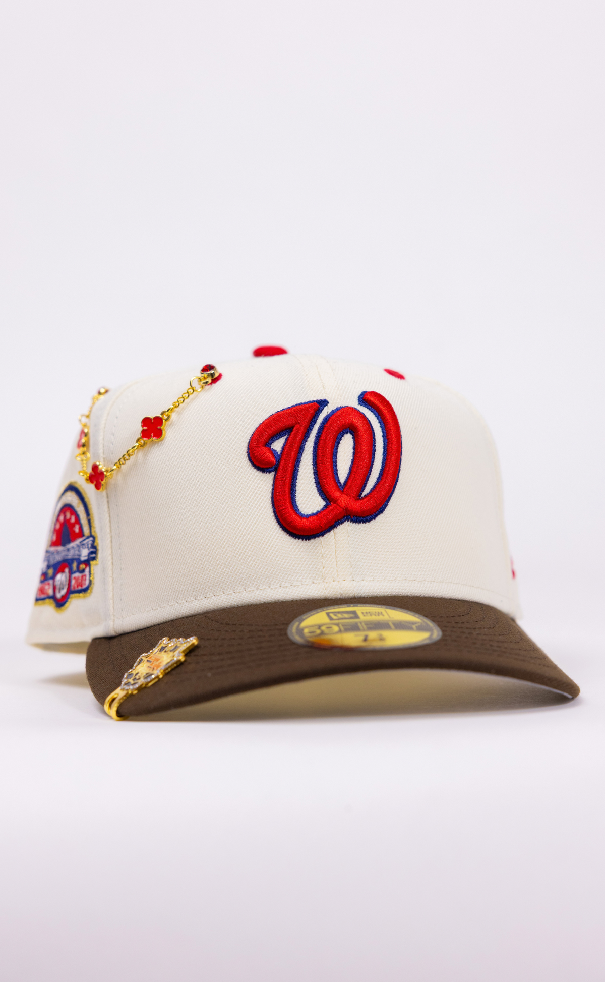 New Era Exclusive 59Fifty Chrome/Brown Washington Nationals W/ Anniversary Side Patch