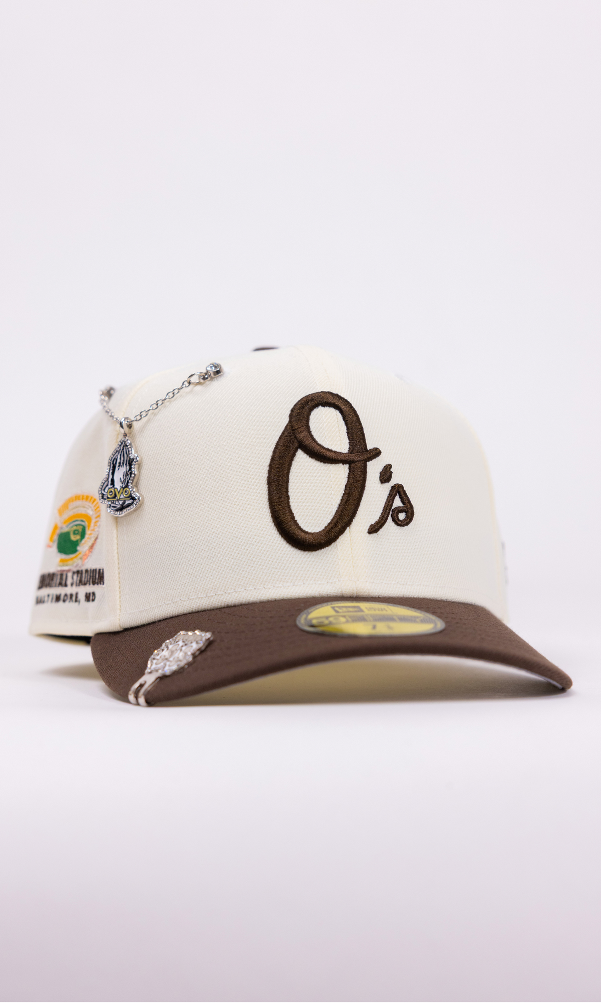 New Era Exclusive 59Fifty Chrome/Brown Baltimore Orioles W/ Anniversary Side Patch